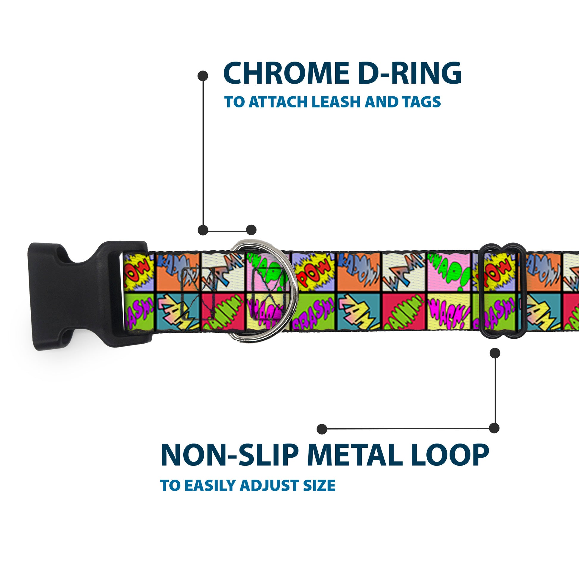 Plastic Clip Collar - Sound Effect Checkers Multi Color Plastic Clip Collars Buckle-Down