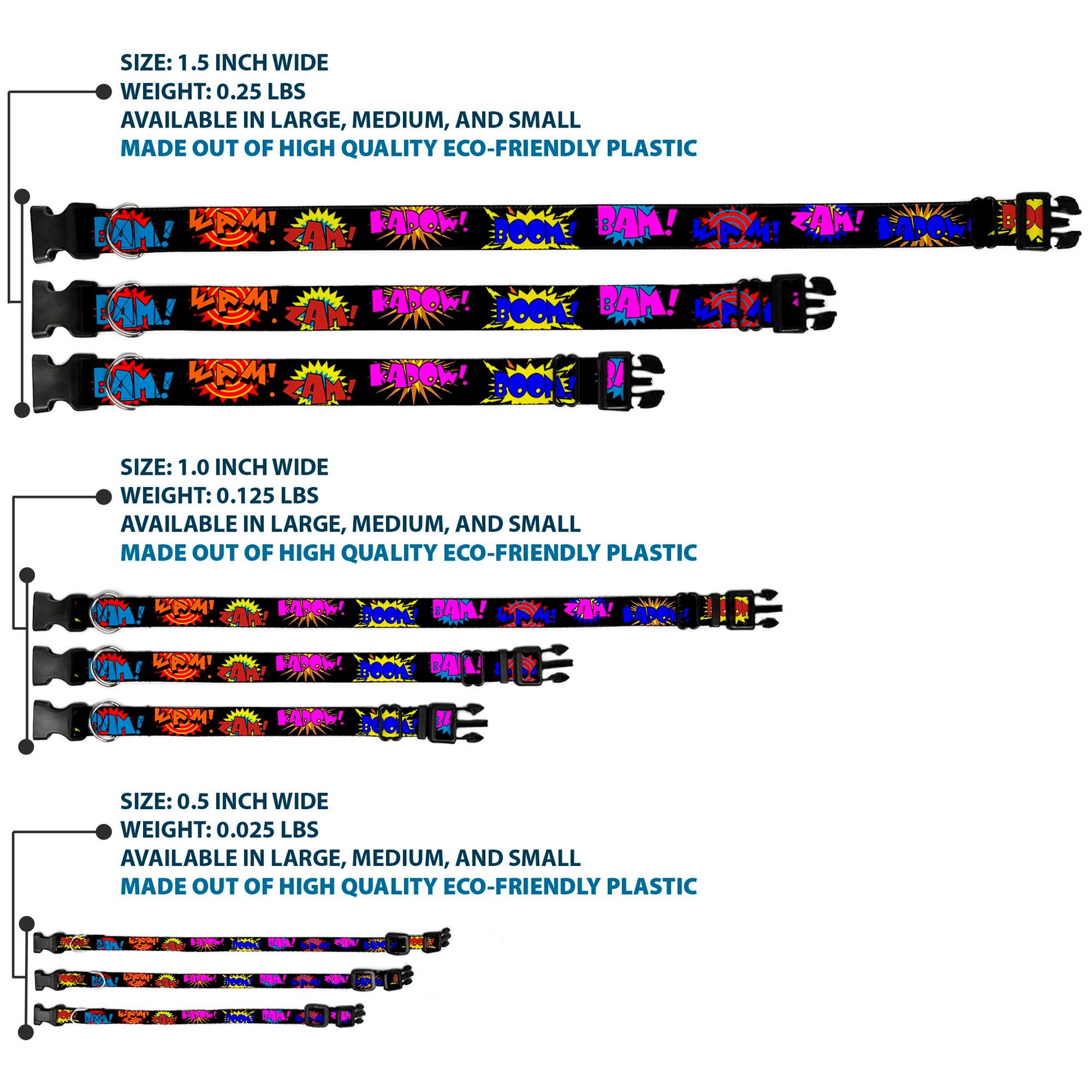 Plastic Clip Collar - Sound Effects Black/Multi Color Plastic Clip Collars Buckle-Down