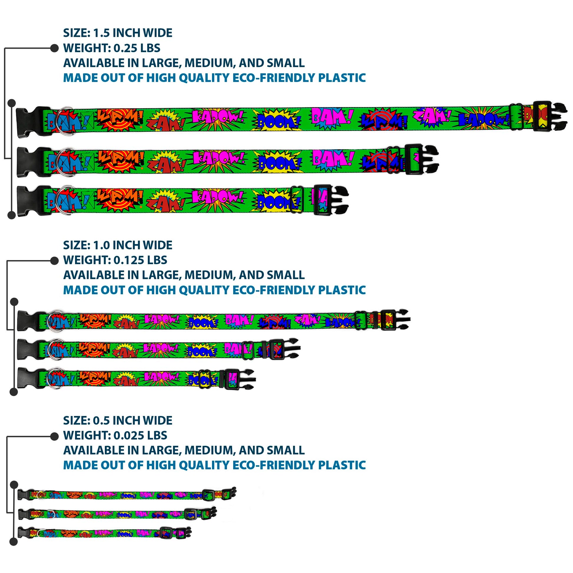 Plastic Clip Collar - Sound Effects Green/Multi Color Plastic Clip Collars Buckle-Down