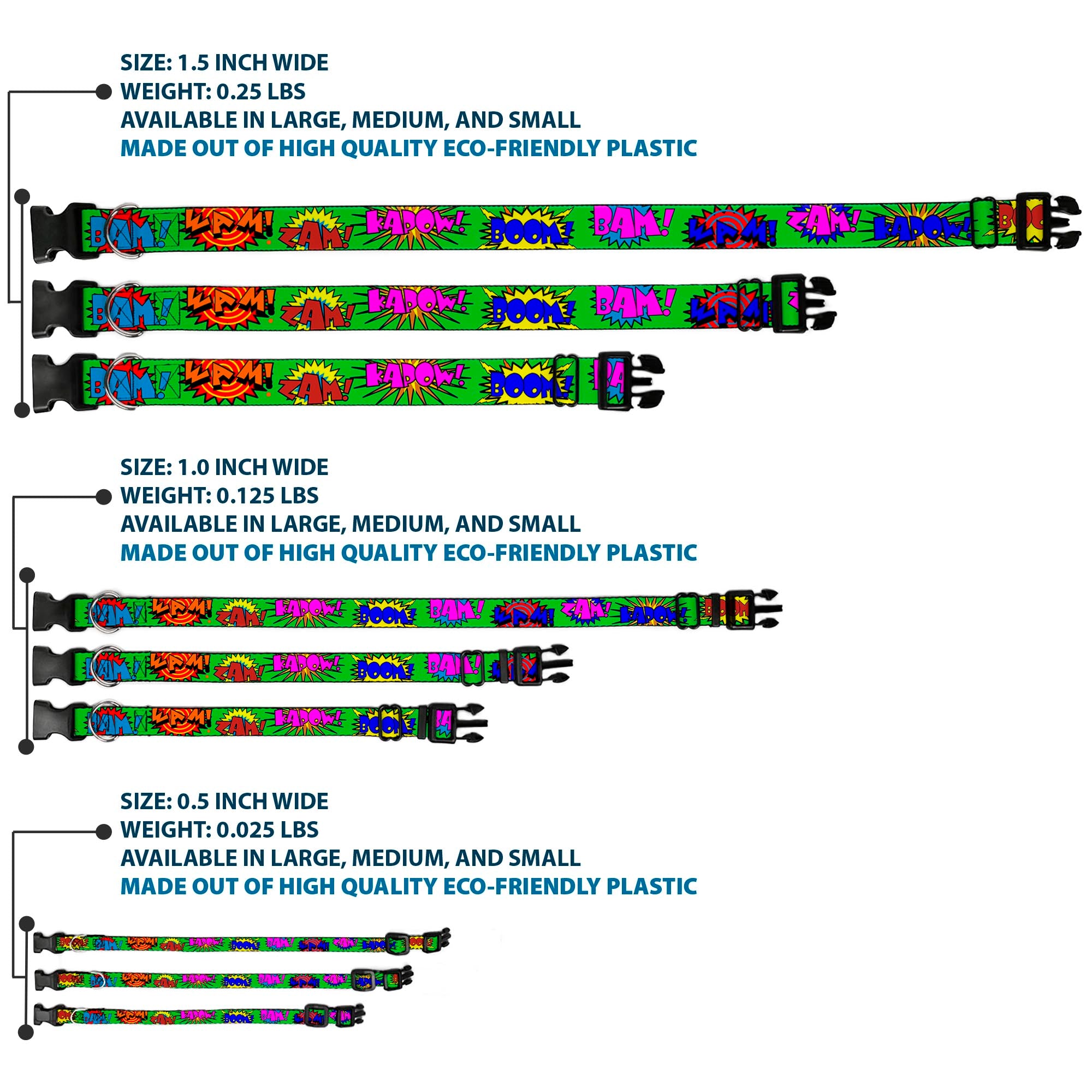 Plastic Clip Collar - Sound Effects Green/Multi Color Plastic Clip Collars Buckle-Down
