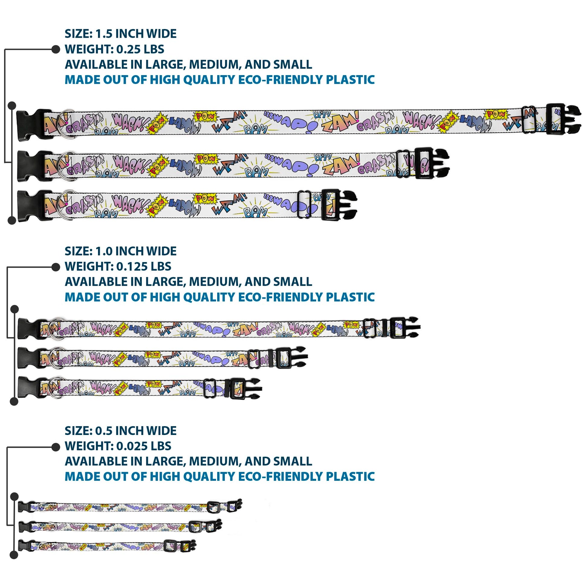 Plastic Clip Collar - Sound Effects White/Pastel Plastic Clip Collars Buckle-Down