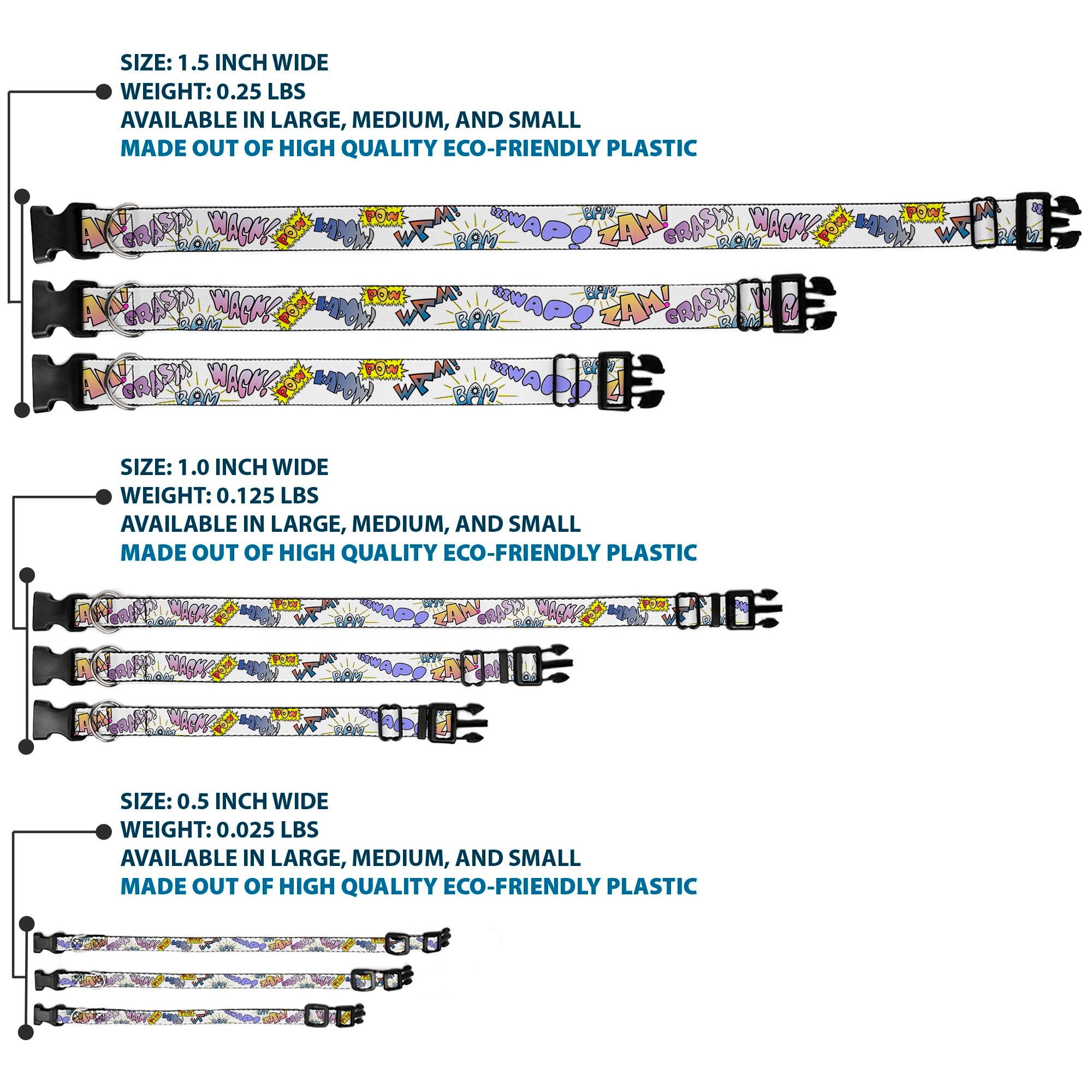 Plastic Clip Collar - Sound Effects White/Pastel Plastic Clip Collars Buckle-Down