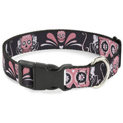 Plastic Clip Collar - Sugar Skulls Gray/Pink Plastic Clip Collars Buckle-Down