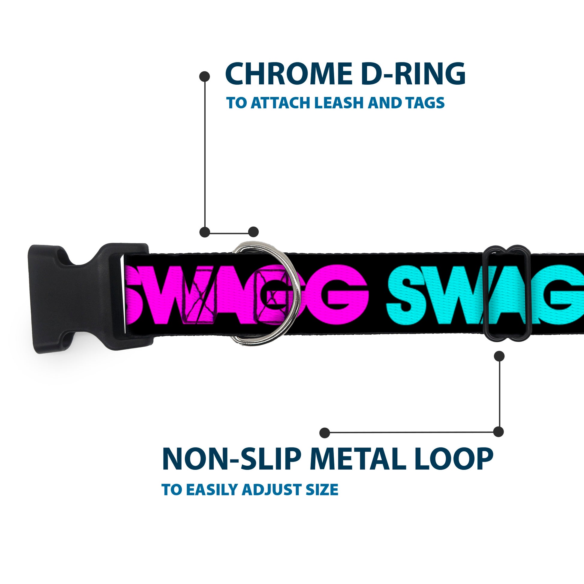 Plastic Clip Collar - SWAGG Black/Hot Pink/Turquoise/Purple/Neon Green Plastic Clip Collars Buckle-Down