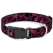 Plastic Clip Collar - Safety Pins Black/Fuchsia Plastic Clip Collars Buckle-Down