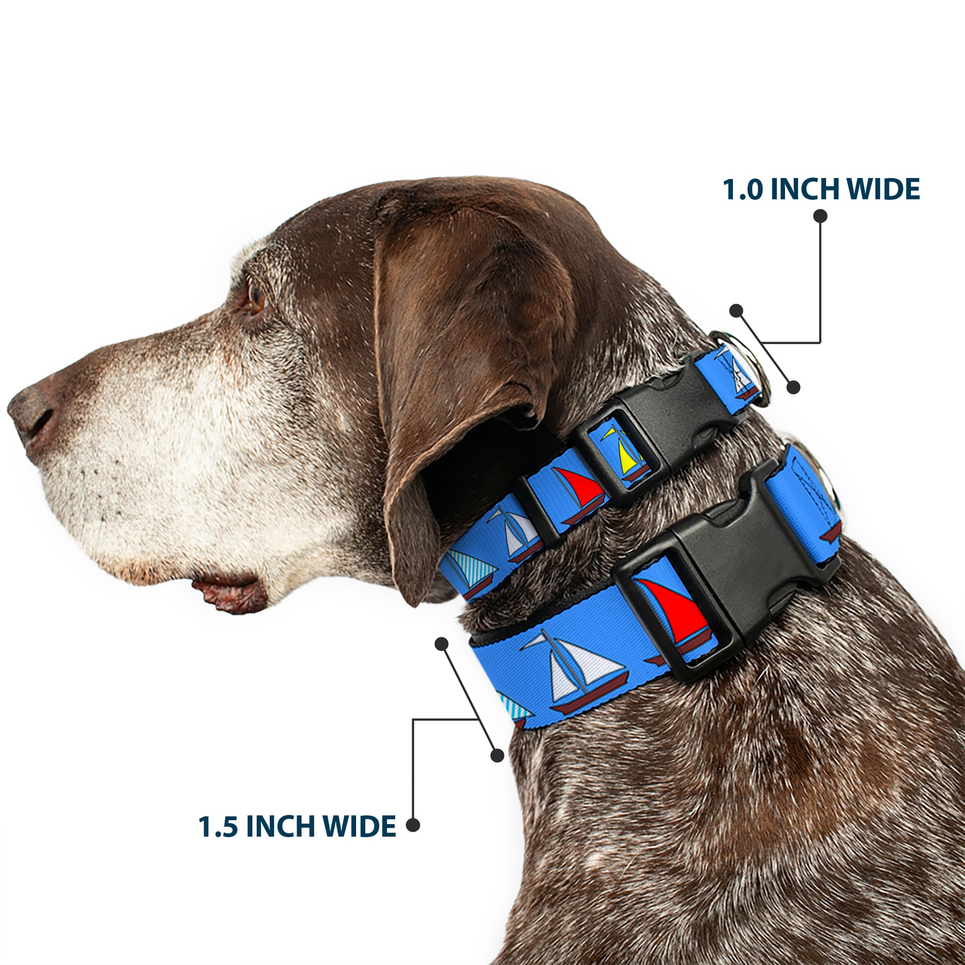 Plastic Clip Collar - Sailboats Blue Plastic Clip Collars Buckle-Down