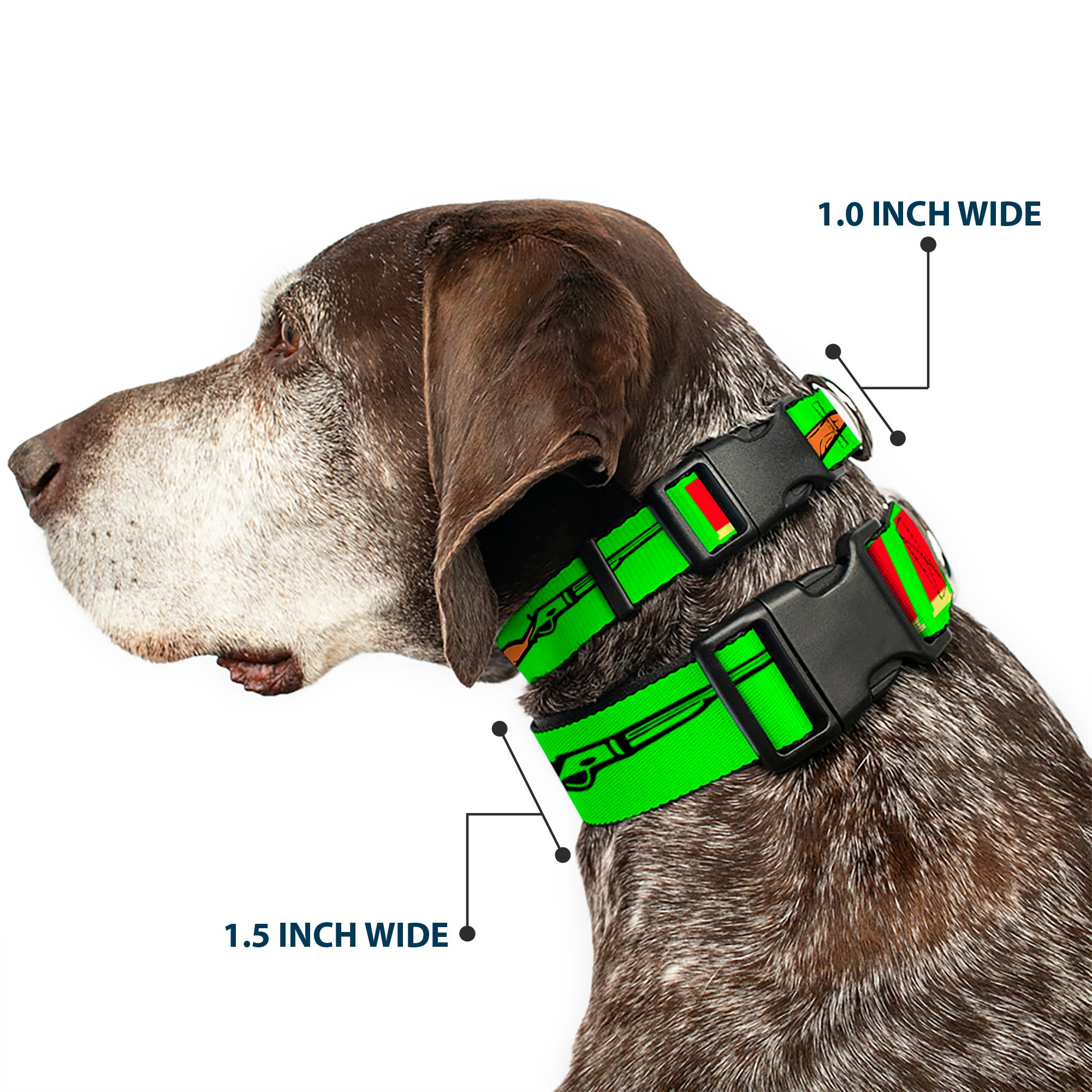 Buckle-Down Plastic Buckle Dog Collar - Shotgun & Shells Green Plastic Clip Collars Buckle-Down