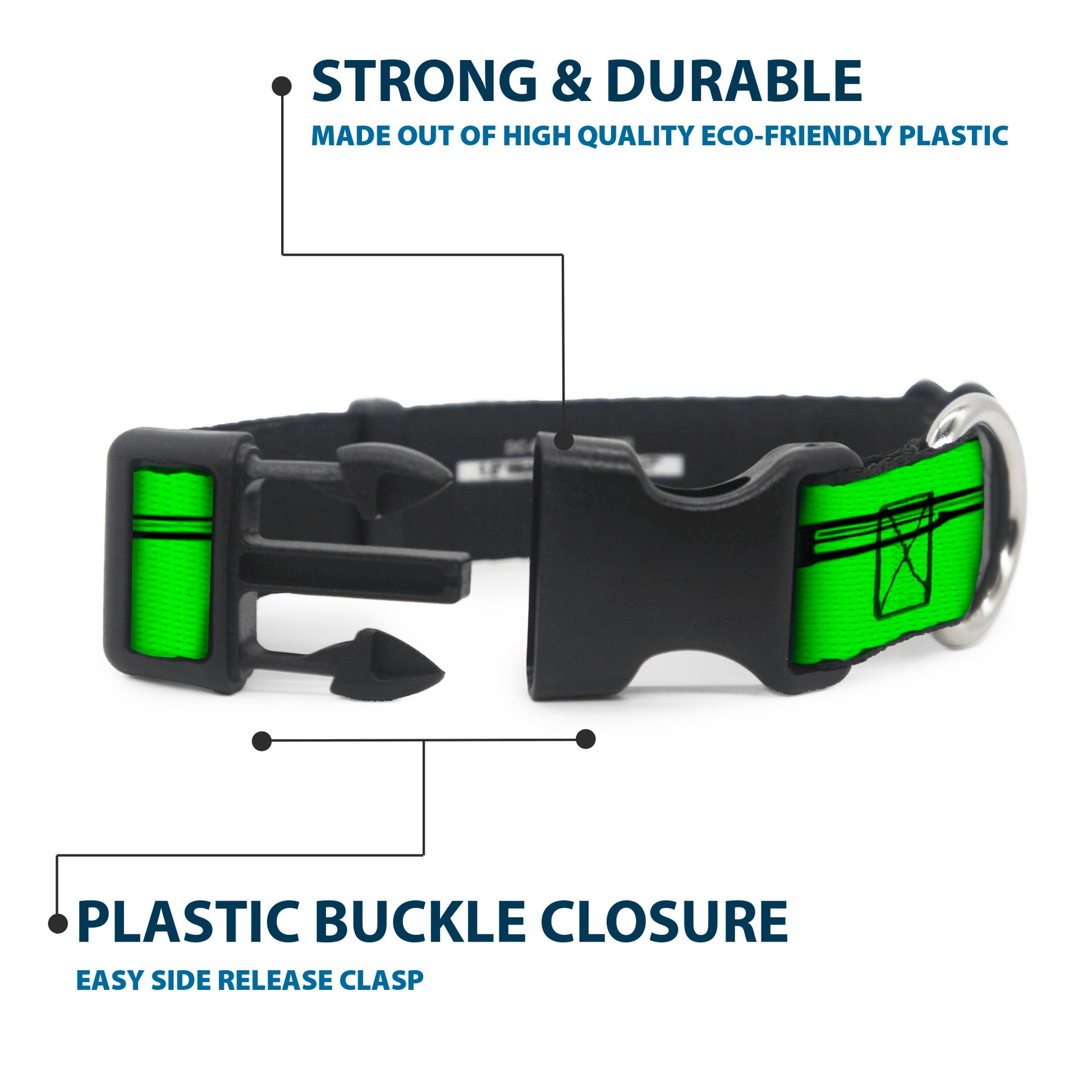 Buckle-Down Plastic Buckle Dog Collar - Shotgun & Shells Green Plastic Clip Collars Buckle-Down