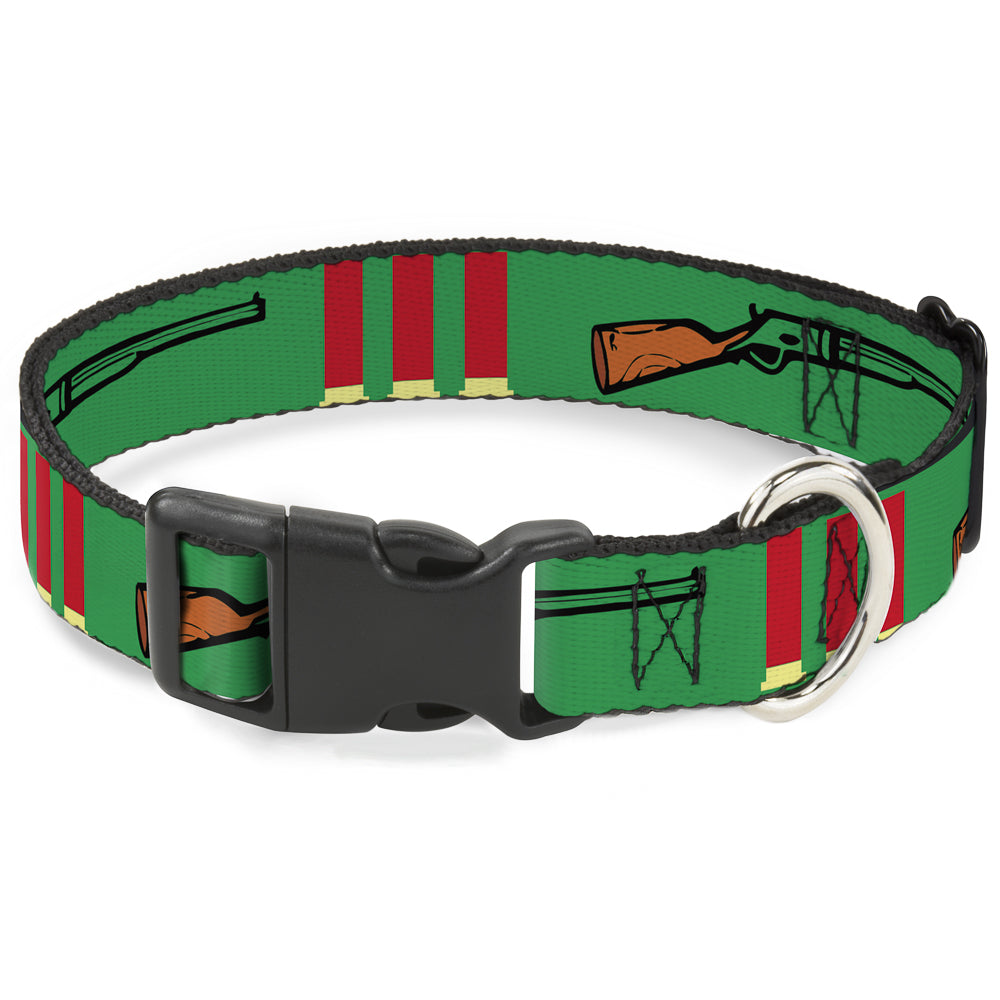 Buckle-Down Plastic Buckle Dog Collar - Shotgun & Shells Green Plastic Clip Collars Buckle-Down