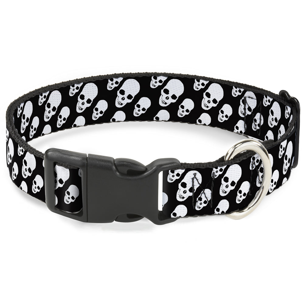 Plastic Clip Collar - Tilted Skulls Black/White Plastic Clip Collars Buckle-Down