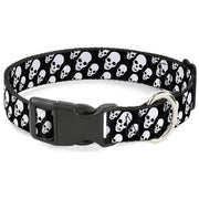 Plastic Clip Collar - Tilted Skulls Black/White Plastic Clip Collars Buckle-Down