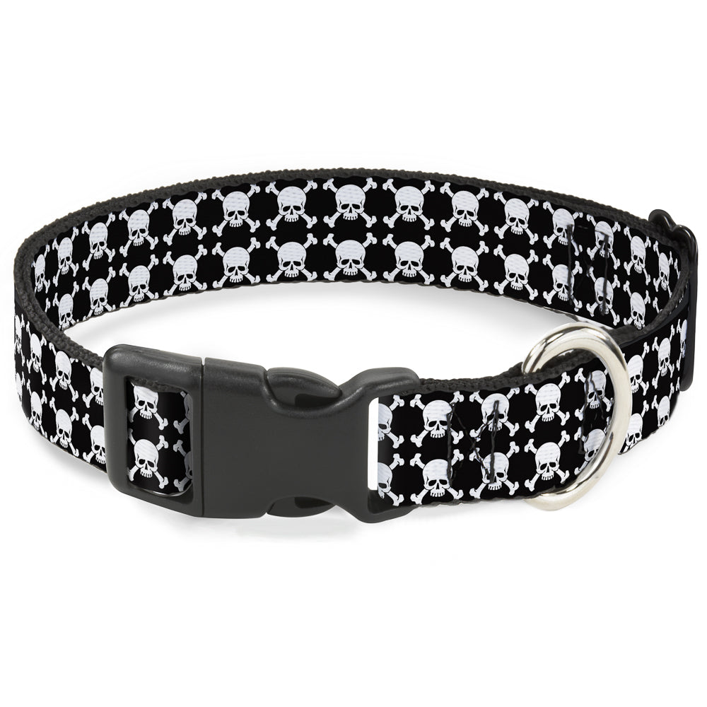 Plastic Clip Collar - Top Skulls Black/White Plastic Clip Collars Buckle-Down