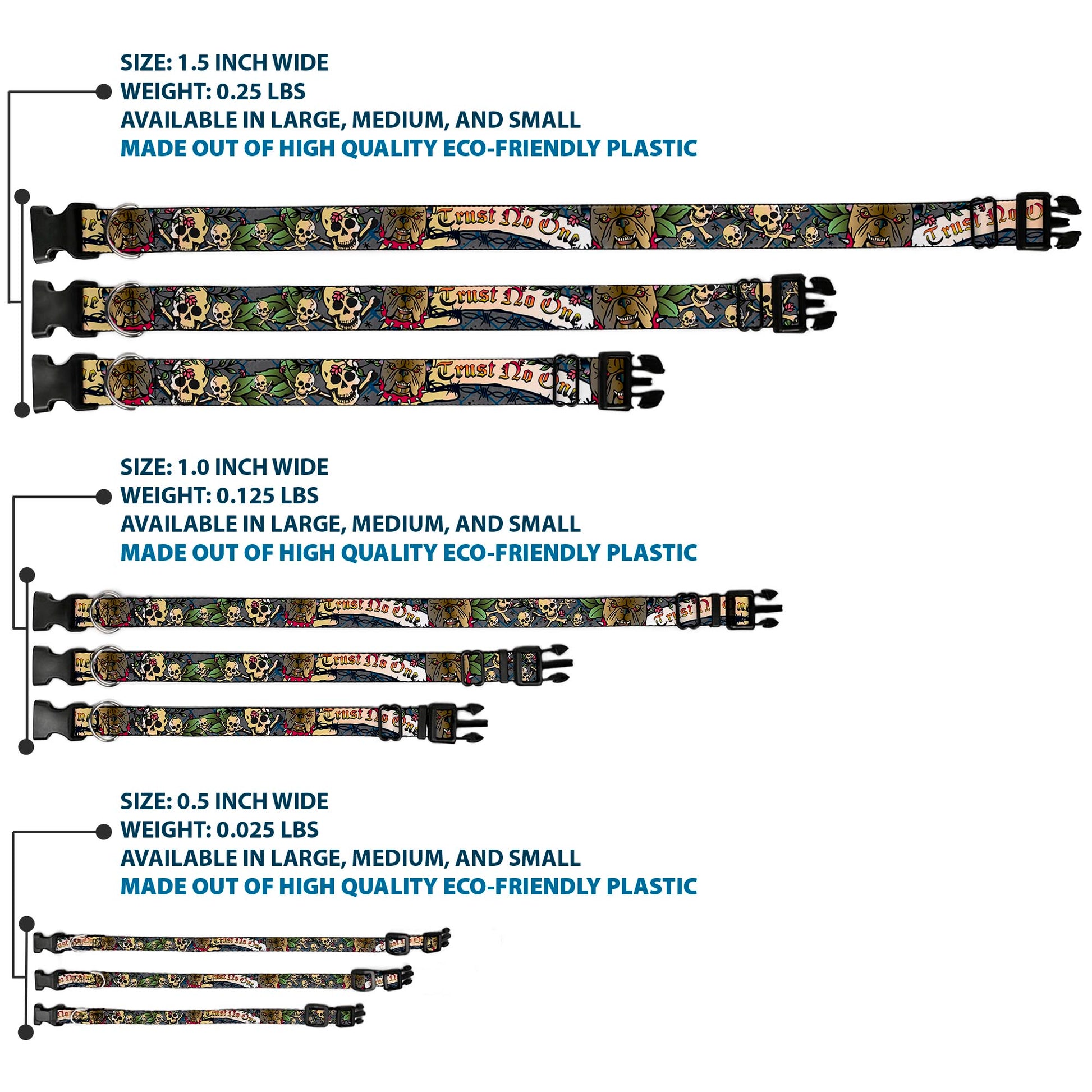 Plastic Clip Collar - Trust No One Gray Plastic Clip Collars Buckle-Down