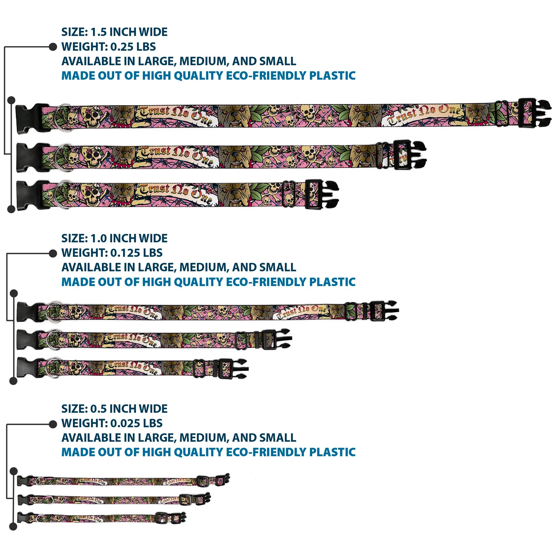 Plastic Clip Collar - Trust No One Pink Plastic Clip Collars Buckle-Down