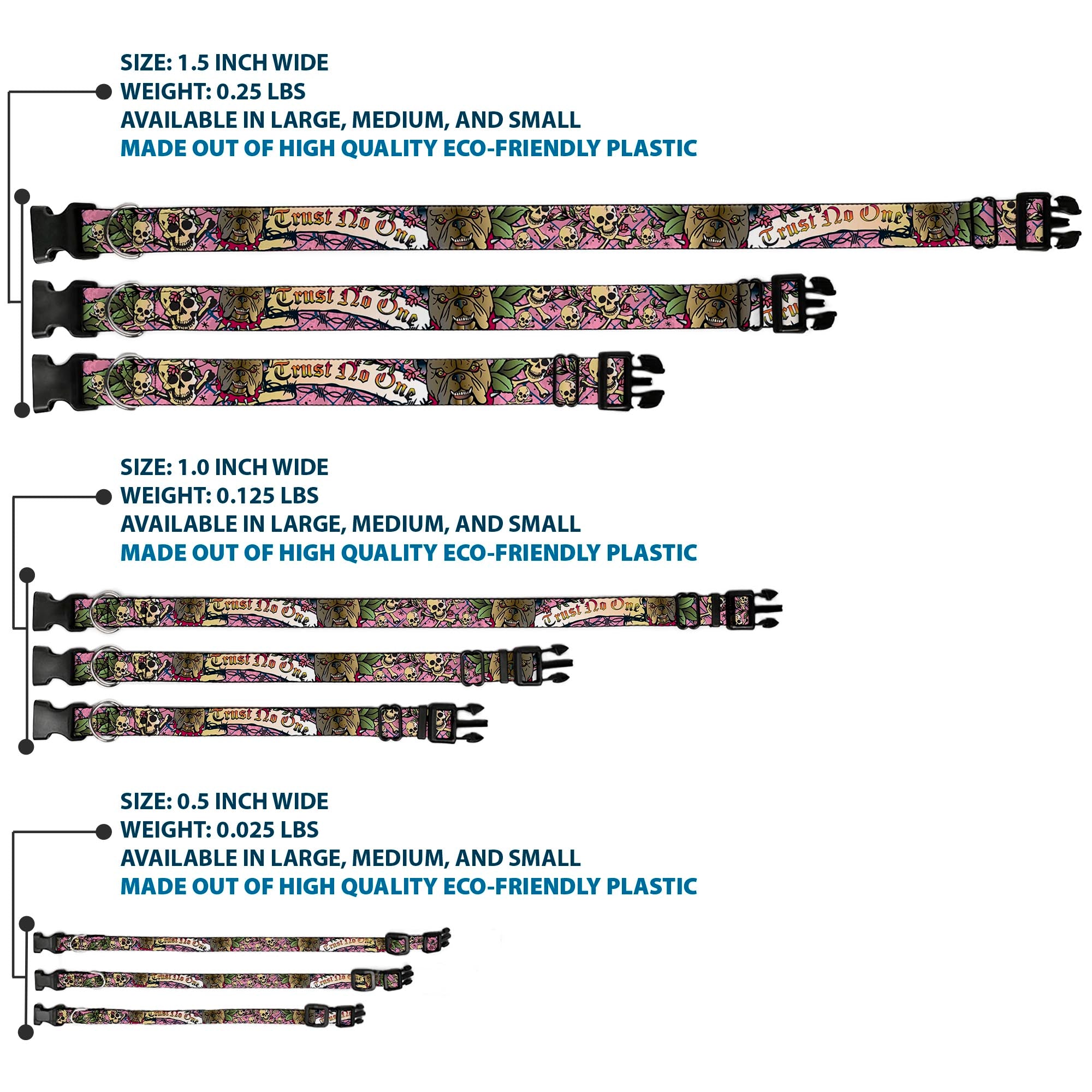 Plastic Clip Collar - Trust No One Pink Plastic Clip Collars Buckle-Down