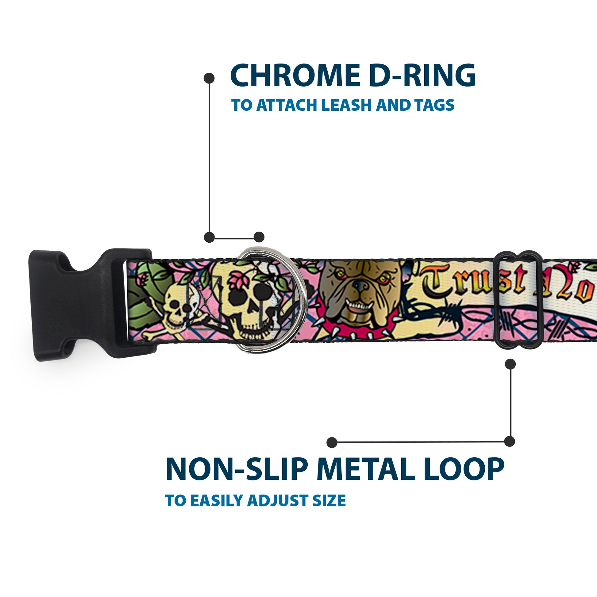 Plastic Clip Collar - Trust No One Pink Plastic Clip Collars Buckle-Down