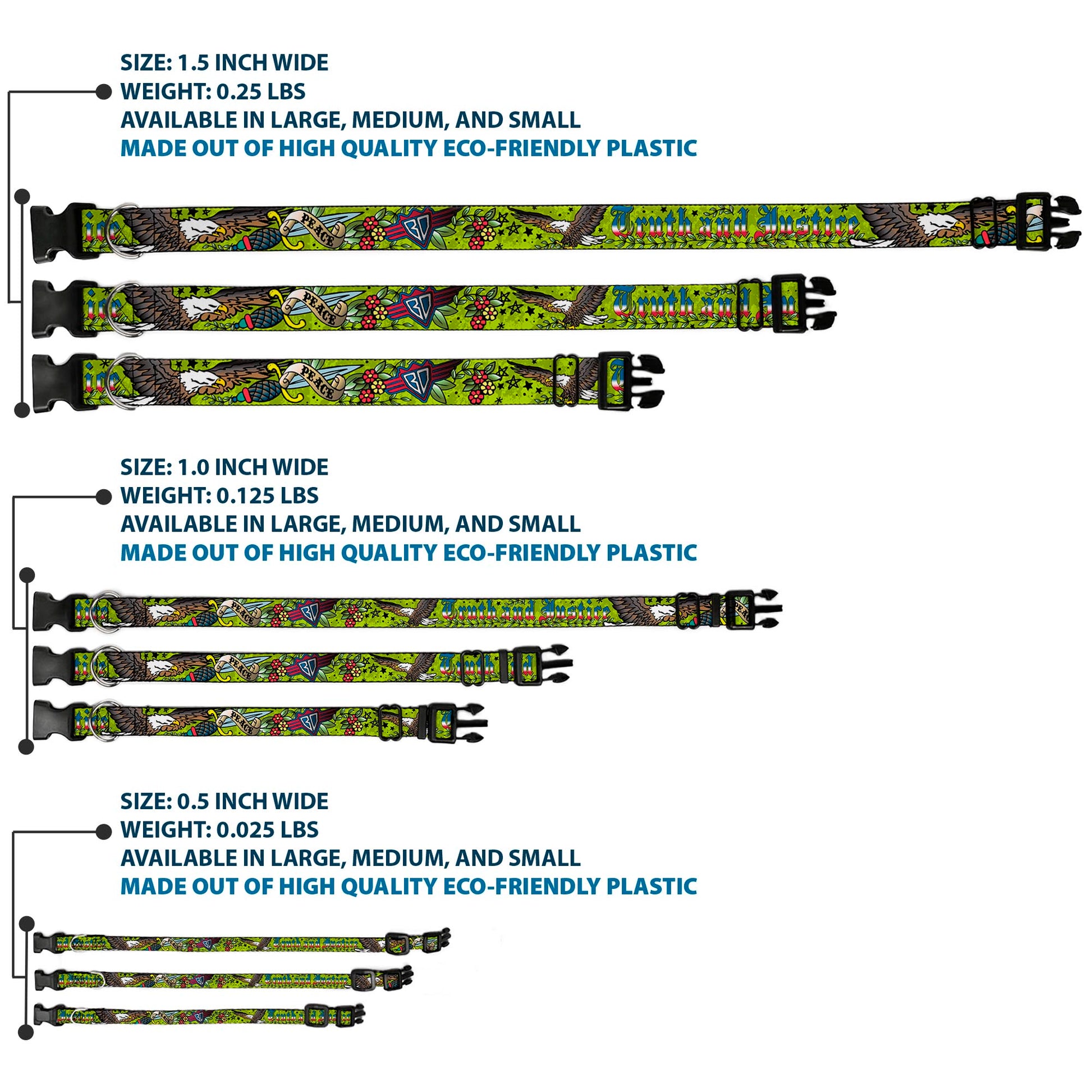 Plastic Clip Collar - Truth and Justice Green Plastic Clip Collars Buckle-Down