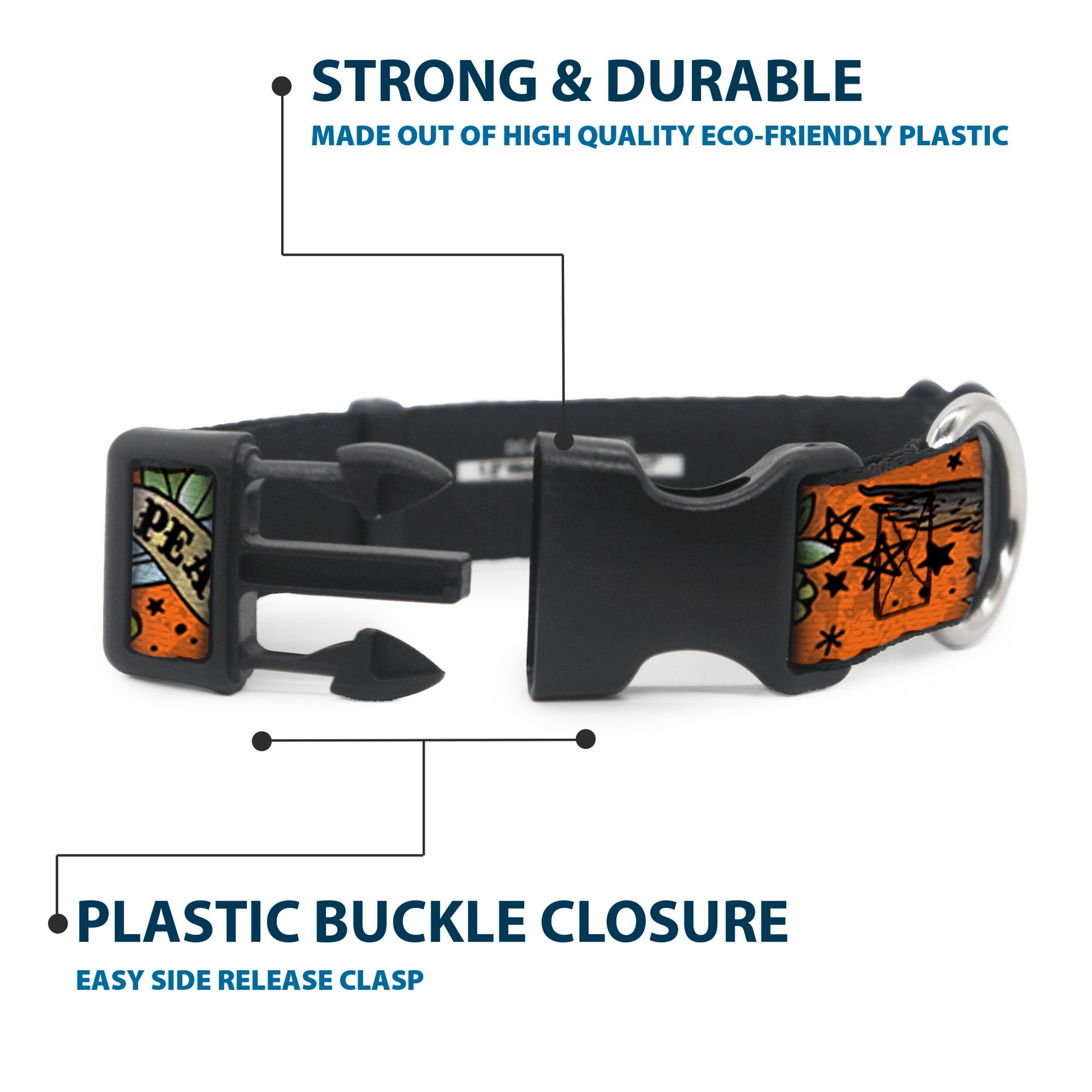 Plastic Clip Collar - Truth and Justice Orange Plastic Clip Collars Buckle-Down
