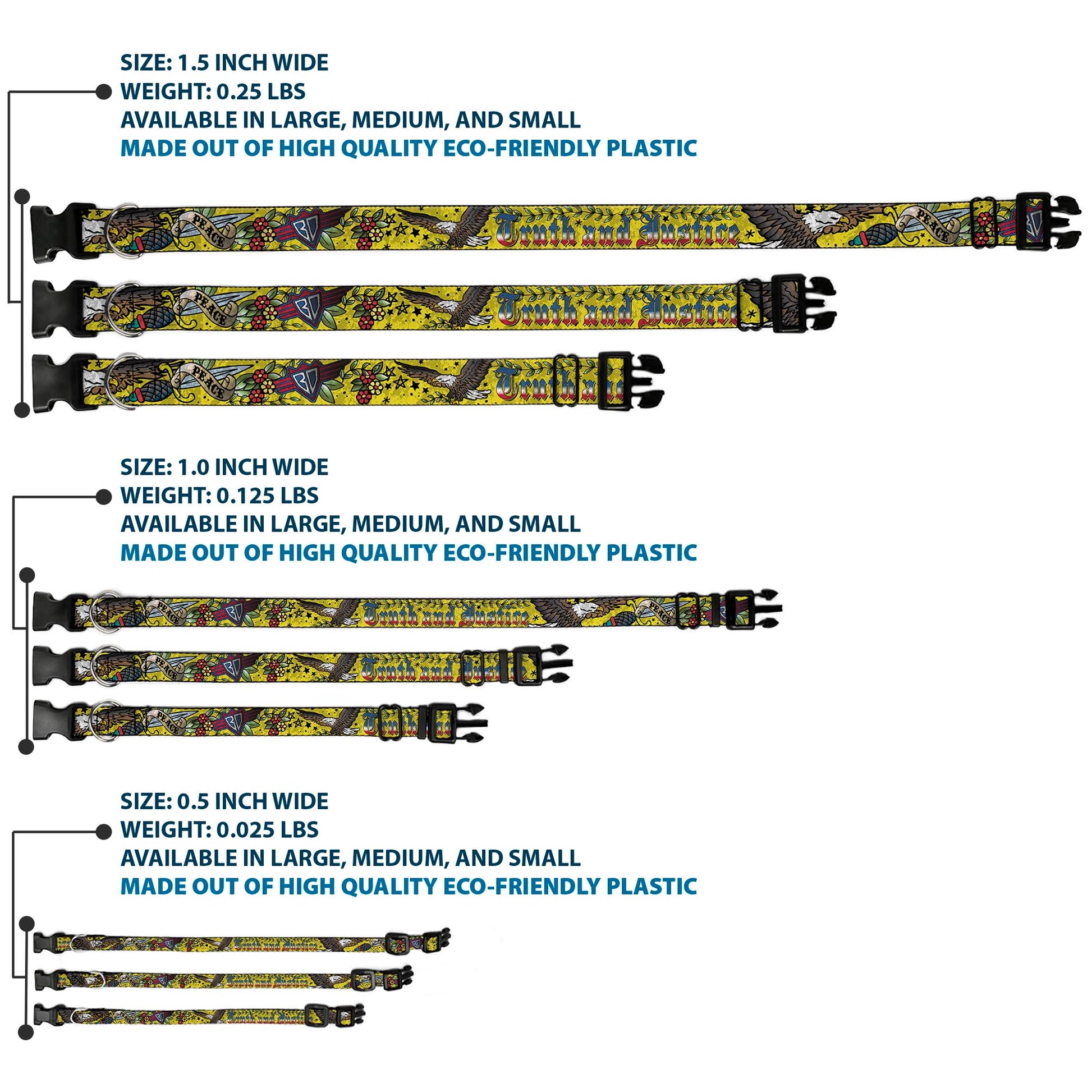 Plastic Clip Collar - Truth and Justice Yellow Plastic Clip Collars Buckle-Down