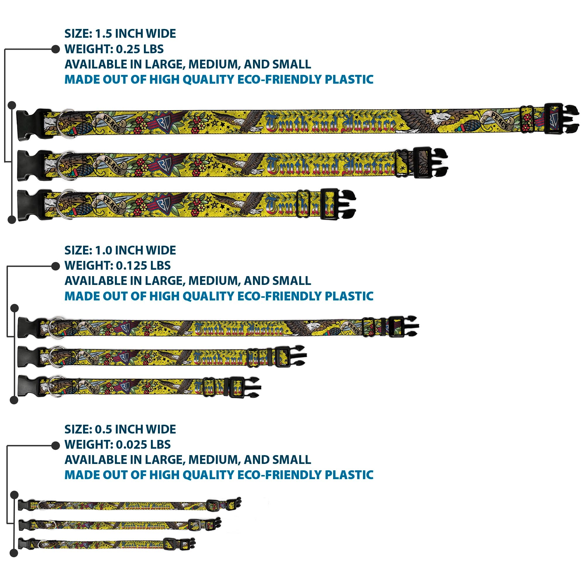 Plastic Clip Collar - Truth and Justice Yellow Plastic Clip Collars Buckle-Down