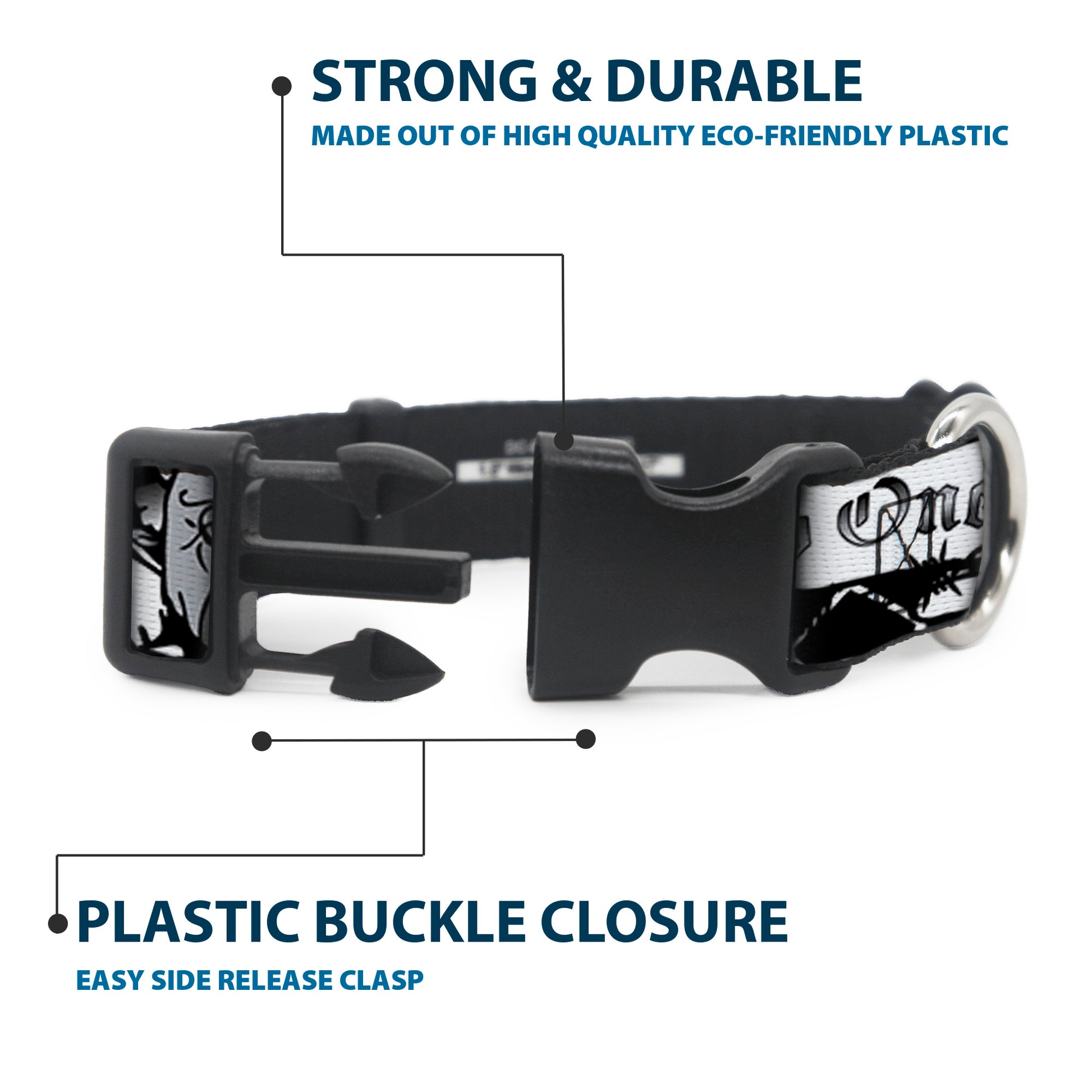 Plastic Clip Collar - Trust No One Black/White Plastic Clip Collars Buckle-Down