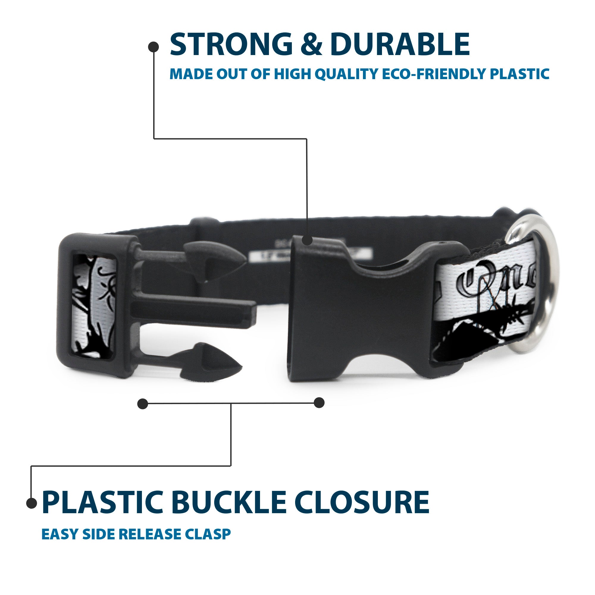 Plastic Clip Collar - Trust No One Black/White Plastic Clip Collars Buckle-Down
