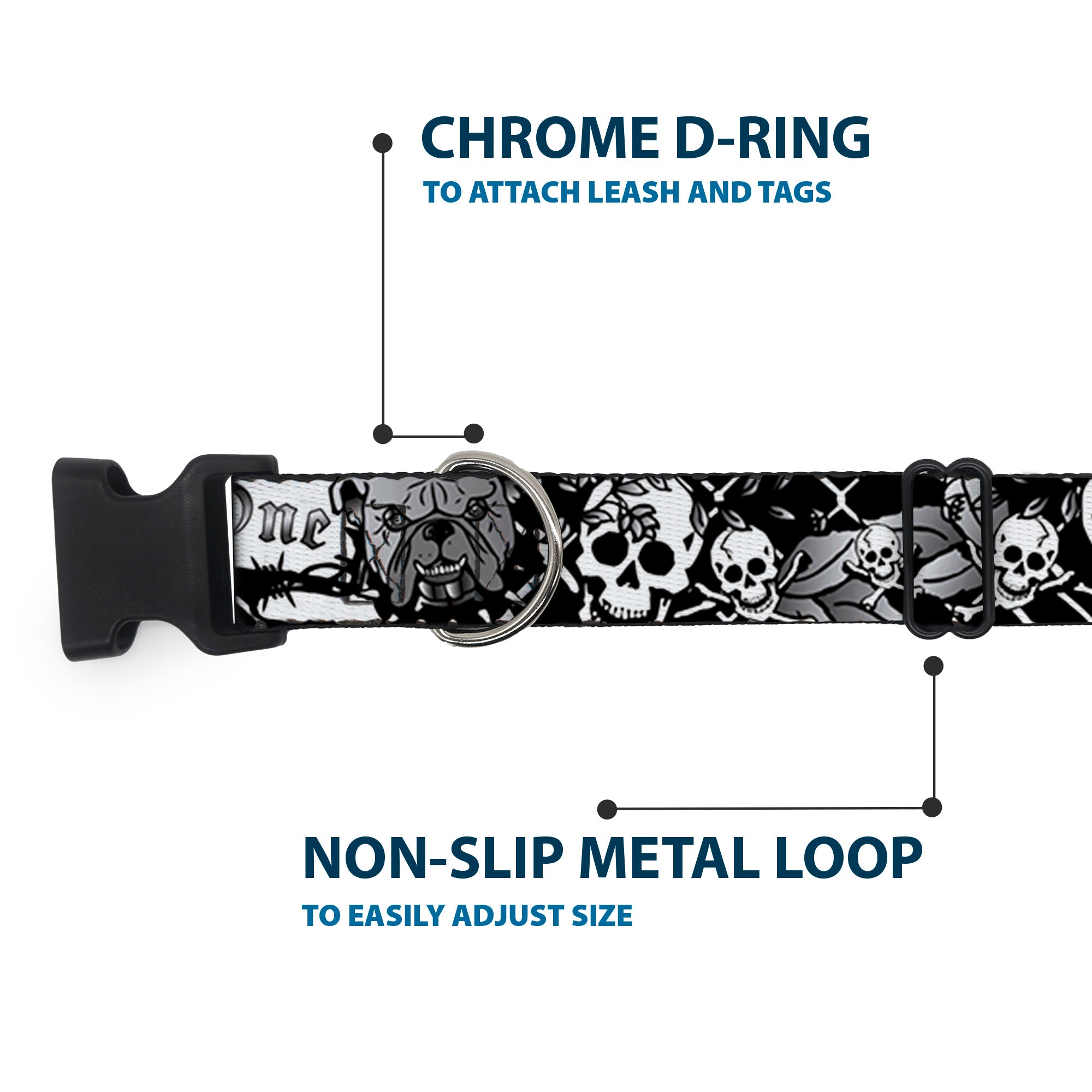 Plastic Clip Collar - Trust No One Black/White Plastic Clip Collars Buckle-Down