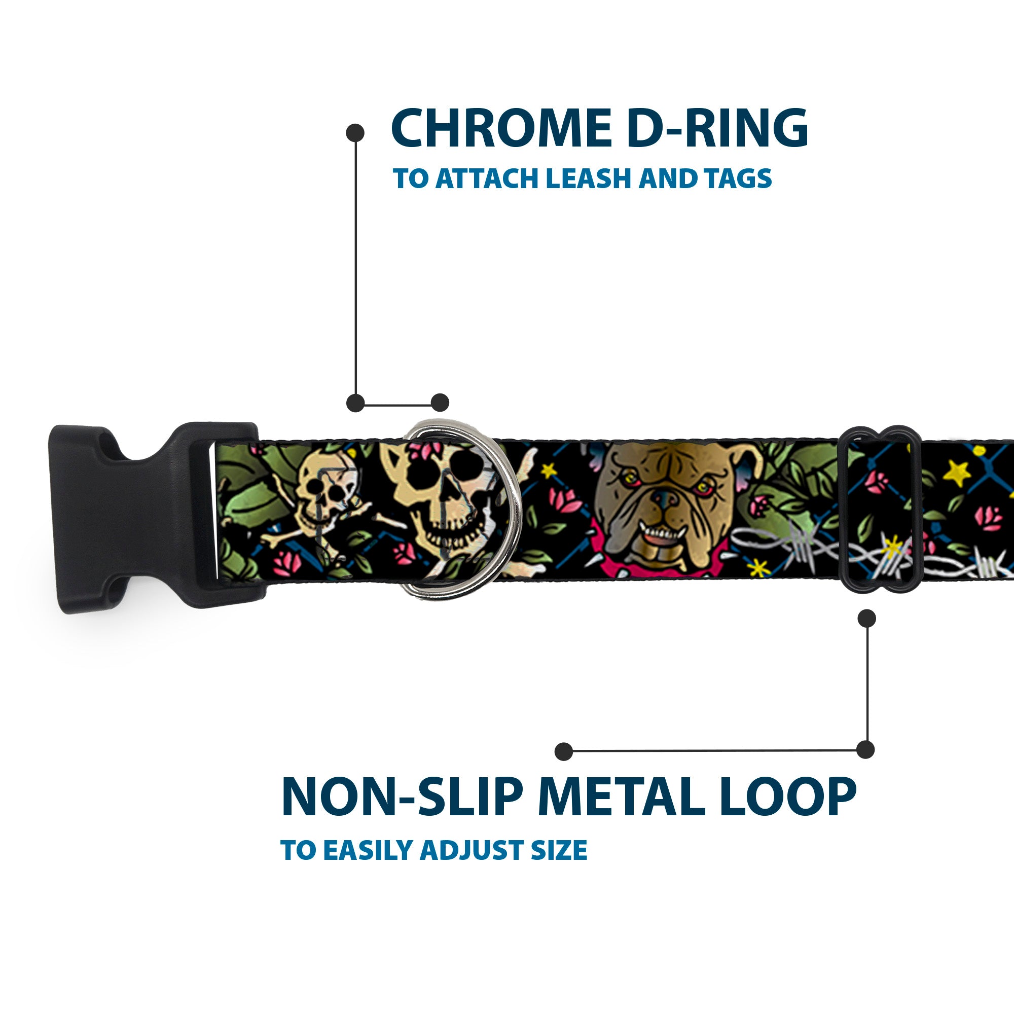 Plastic Clip Collar - Trust No One CLOSE-UP Black Plastic Clip Collars Buckle-Down