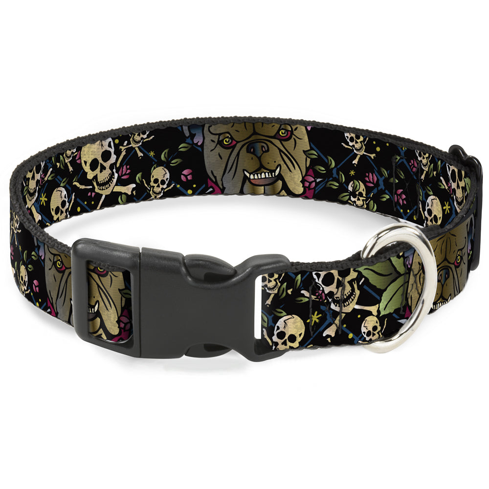 Plastic Clip Collar - Trust No One CLOSE-UP Black Plastic Clip Collars Buckle-Down