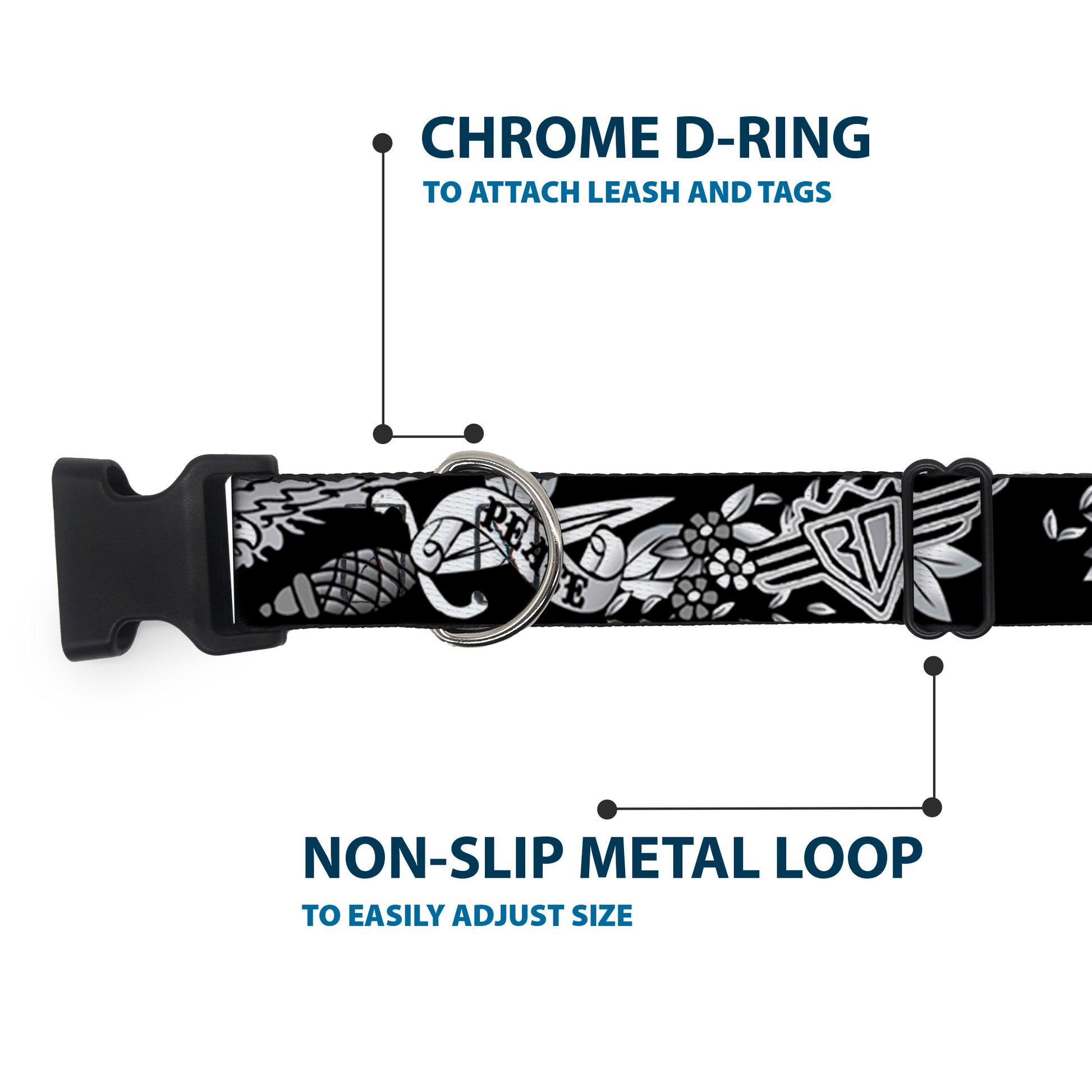 Plastic Clip Collar - Truth and Justice Black/White Plastic Clip Collars Buckle-Down