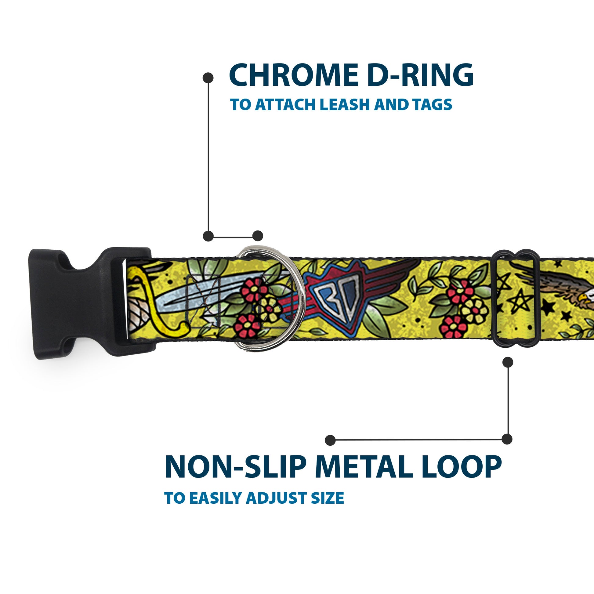 Plastic Clip Collar - Truth and Justice CLOSE-UP Yellow Plastic Clip Collars Buckle-Down