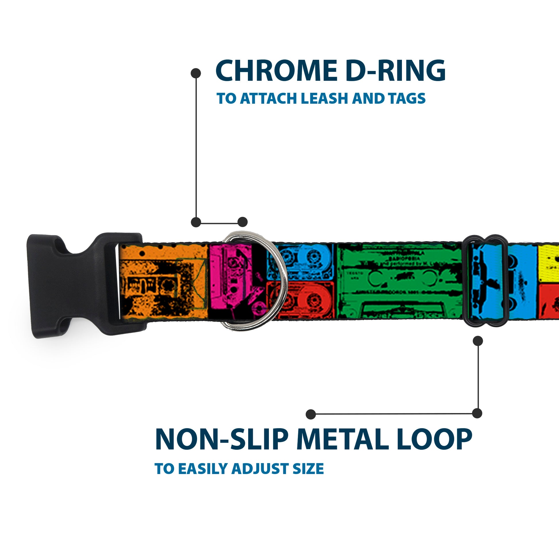 Plastic Clip Collar - Tapes Multi Neon Plastic Clip Collars Buckle-Down