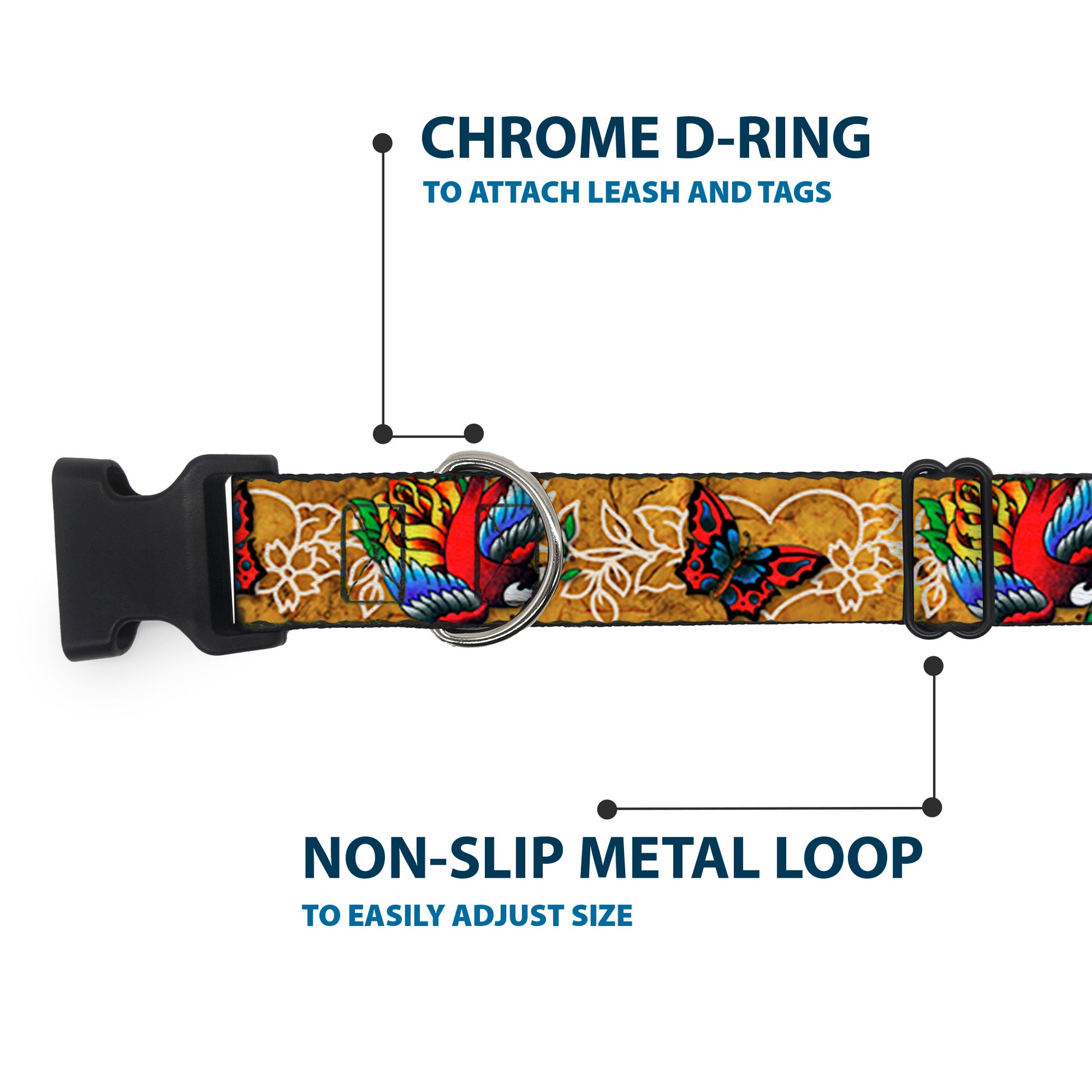 Plastic Clip Collar - TJ-Bird & Rose Plastic Clip Collars Tattoo Johnny