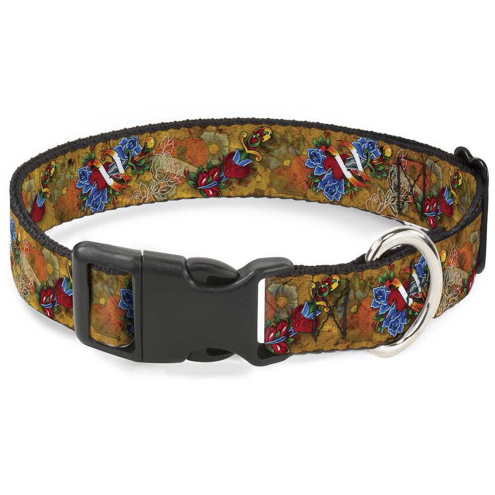 Plastic Clip Collar - TJ-Hearts & Roses Plastic Clip Collars Tattoo Johnny