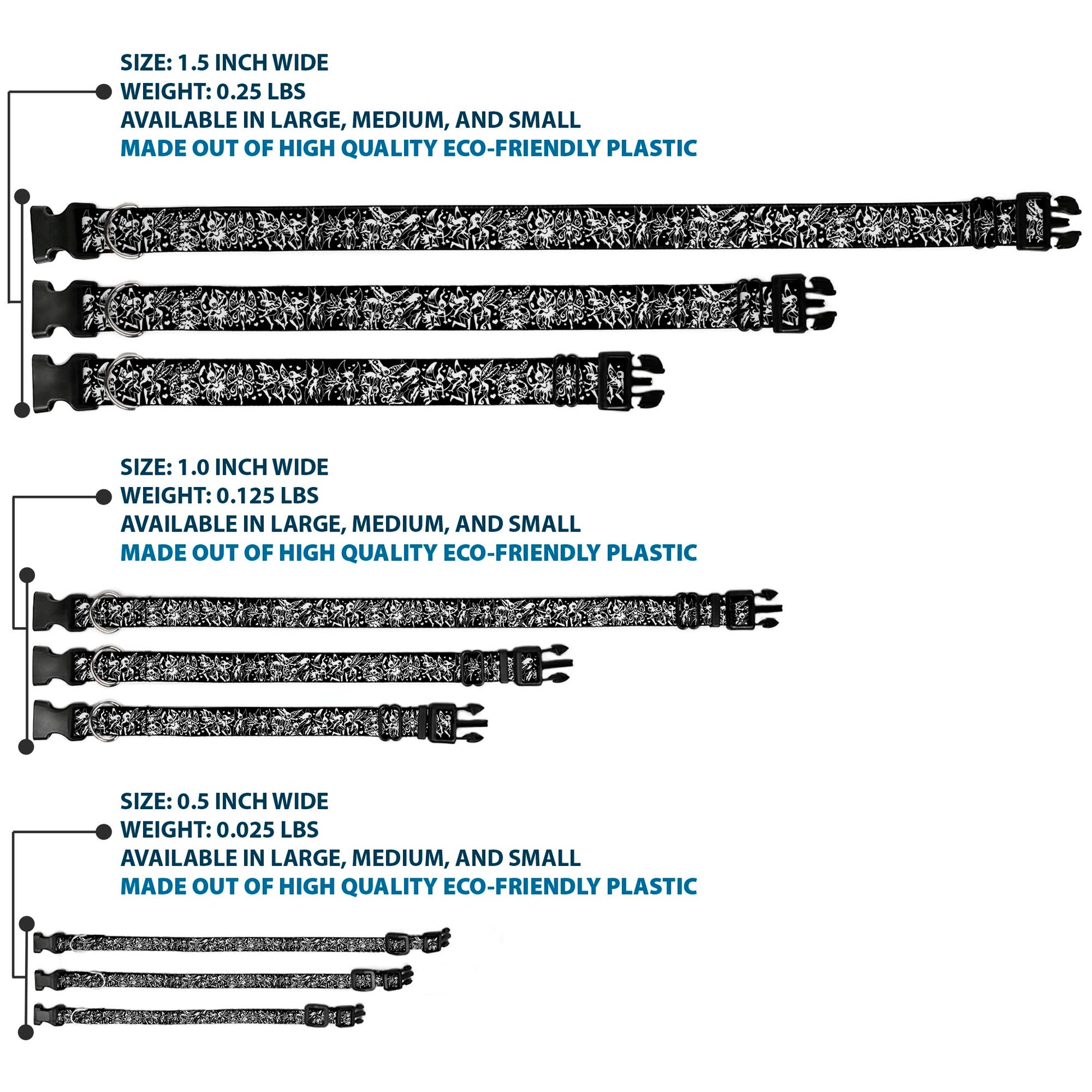 Plastic Clip Collar - TJ-Fairies Black/White Plastic Clip Collars Tattoo Johnny