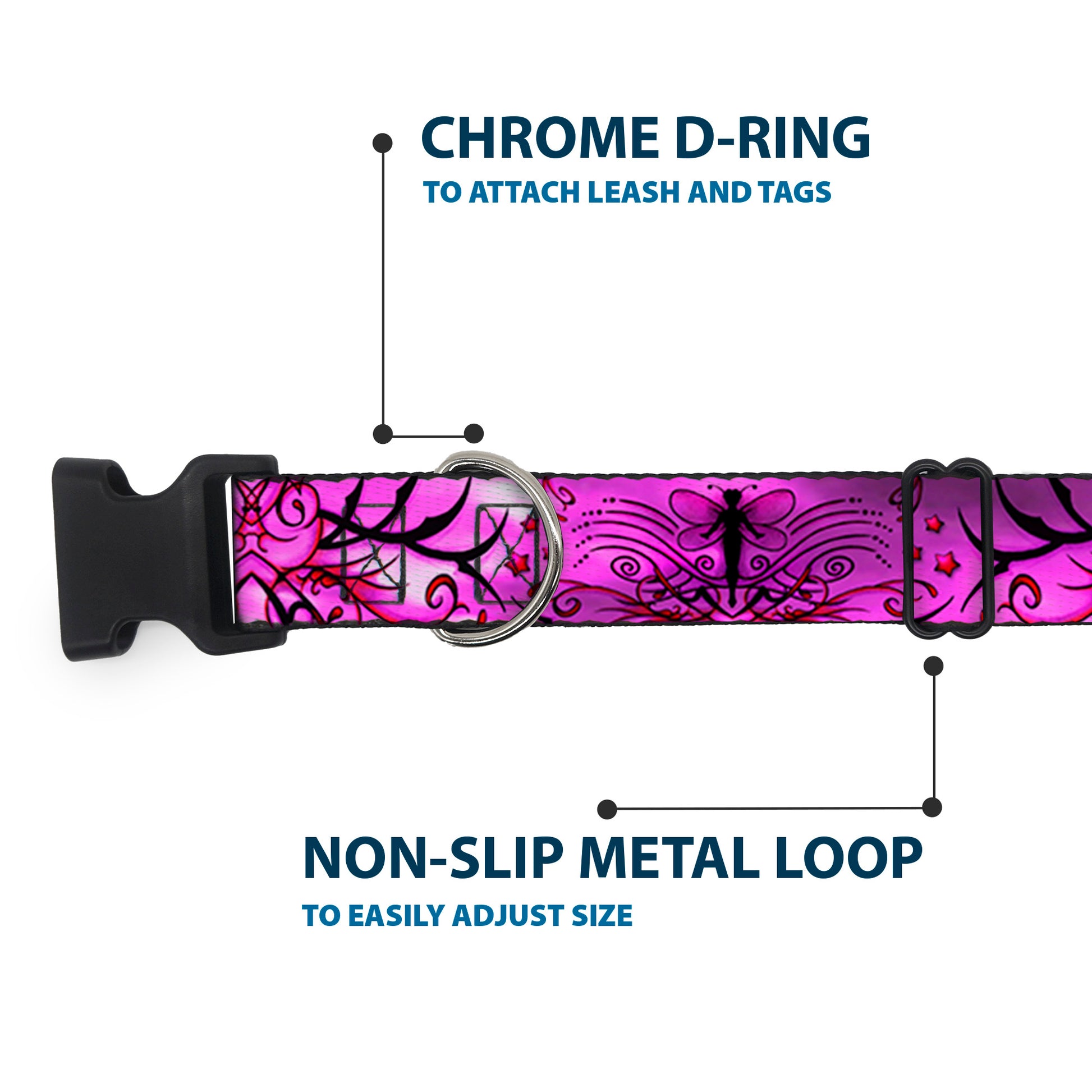 Plastic Clip Collar - TJ-Fairy Pink Swirl Plastic Clip Collars Tattoo Johnny