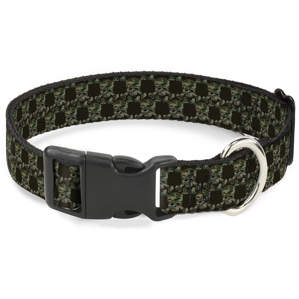 Plastic Clip Collar - Top Skulls Black/Camo Olive Plastic Clip Collars Buckle-Down