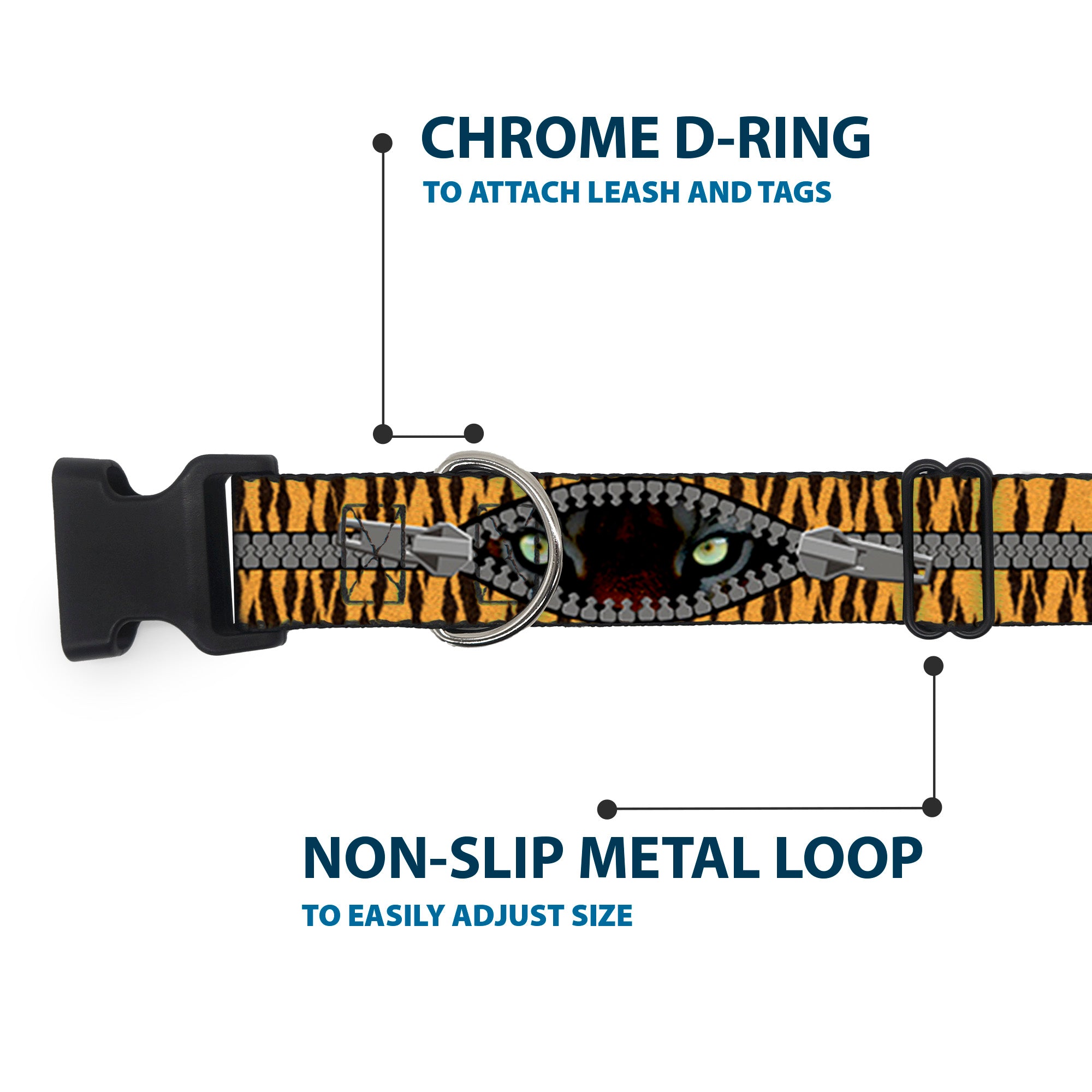 Plastic Clip Collar - Tiger Eyes Plastic Clip Collars Buckle-Down