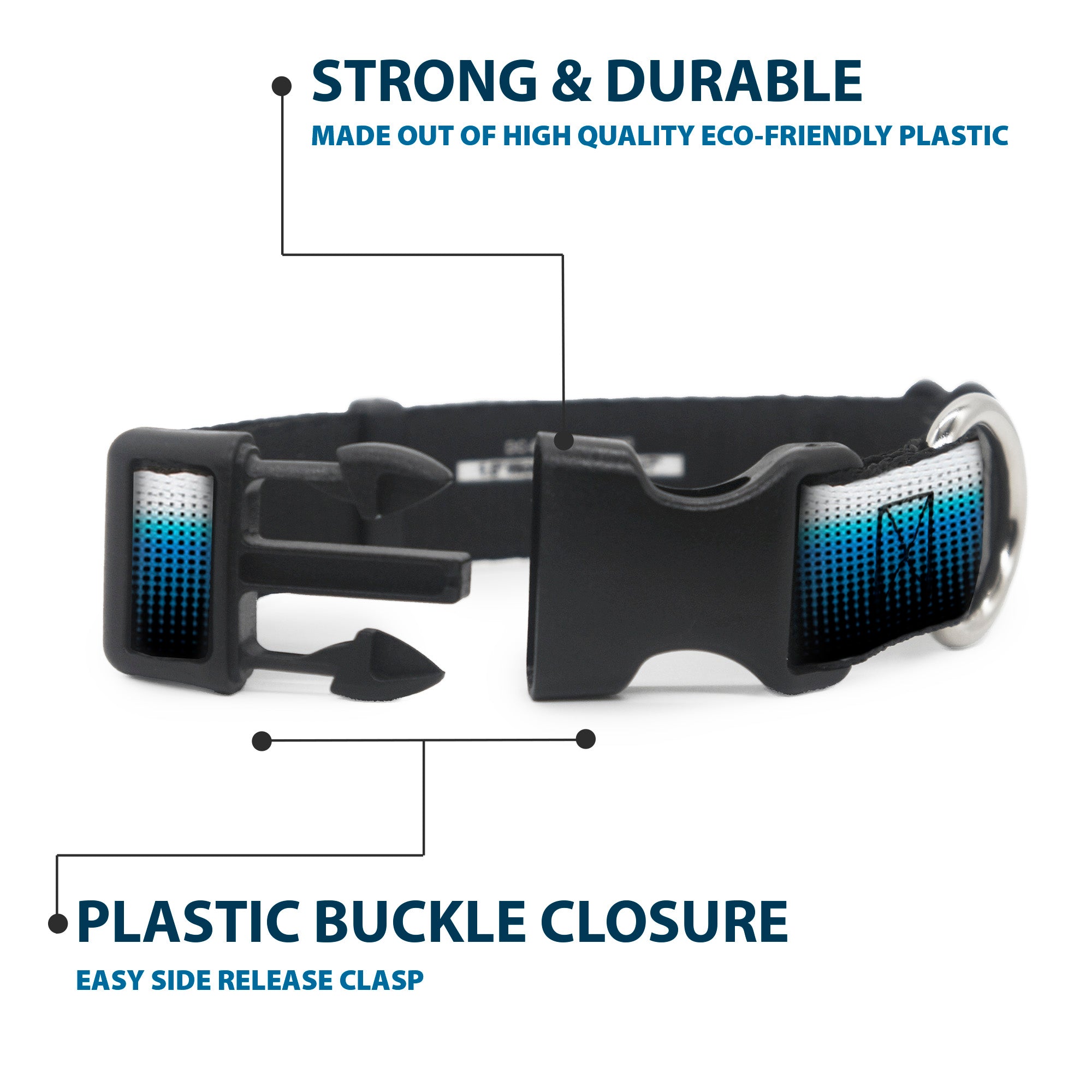 Plastic Clip Collar - Transitioning Dots White/Blue/Black Plastic Clip Collars Buckle-Down