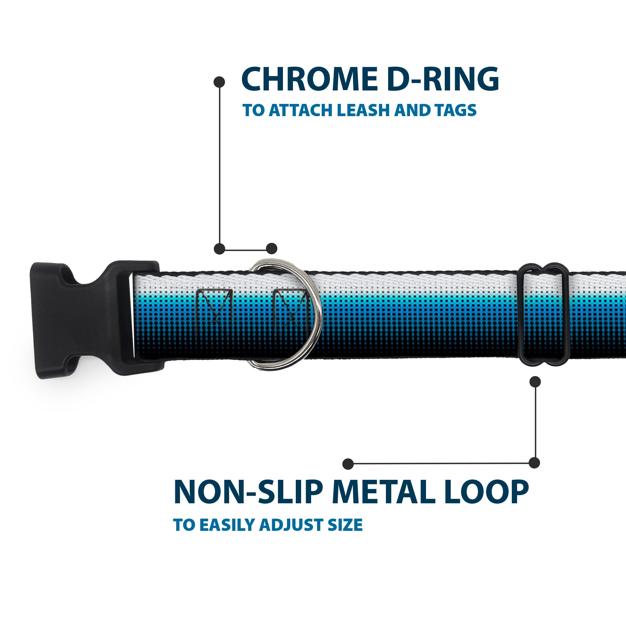 Plastic Clip Collar - Transitioning Dots White/Blue/Black Plastic Clip Collars Buckle-Down