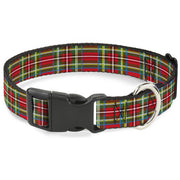 Plastic Clip Collar - Tartan Plaid Red/Green Plastic Clip Collars Buckle-Down