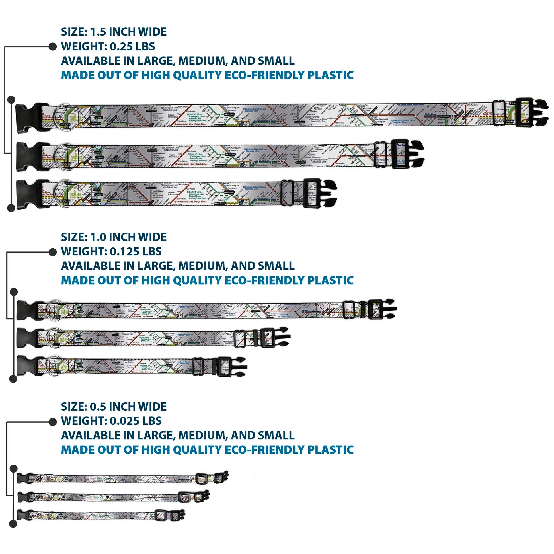 Plastic Clip Collar - Tokyo Subway Plastic Clip Collars Buckle-Down