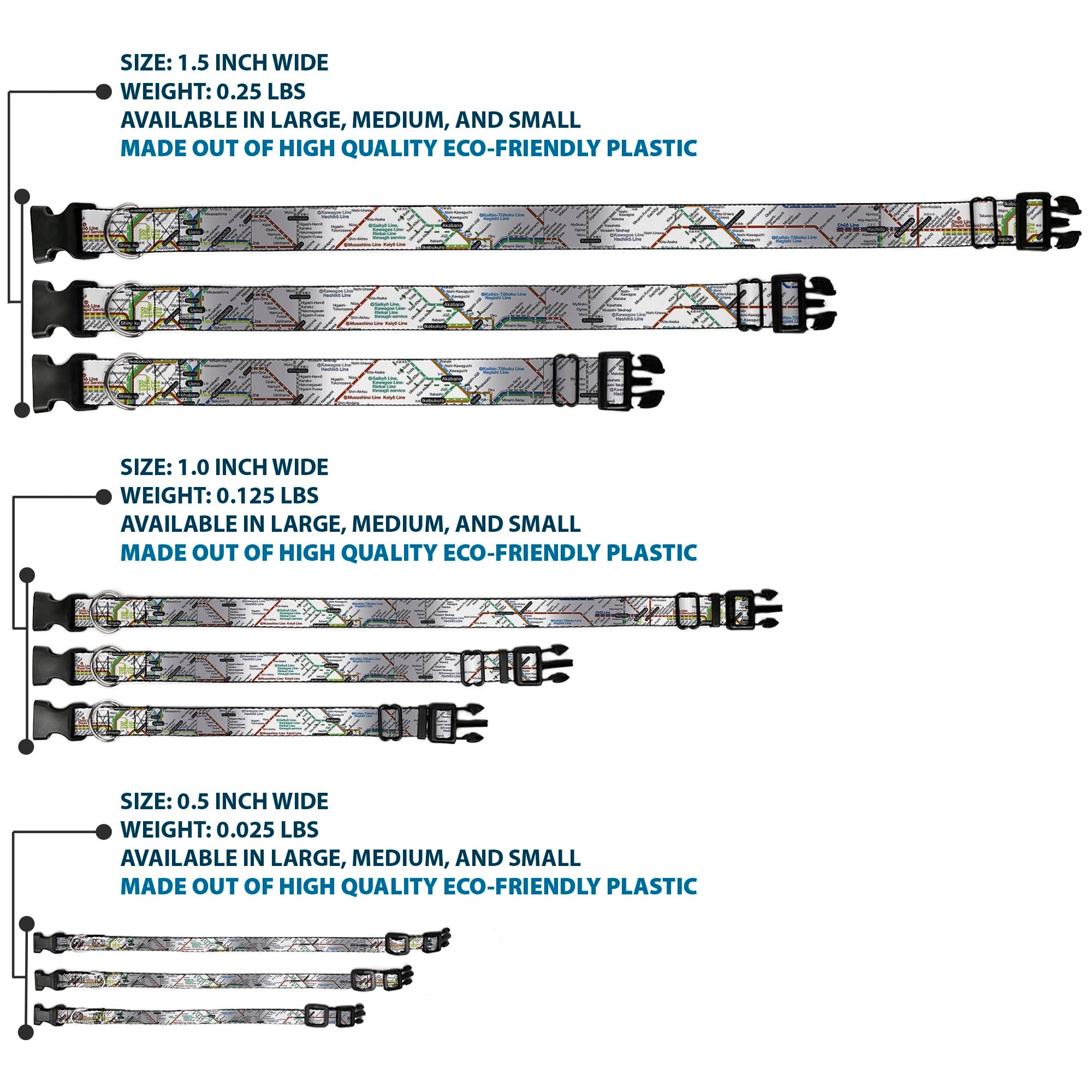 Plastic Clip Collar - Tokyo Subway Plastic Clip Collars Buckle-Down