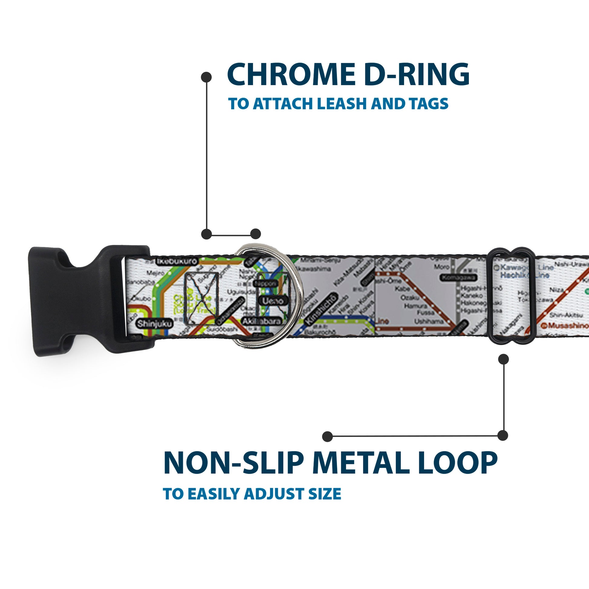 Plastic Clip Collar - Tokyo Subway Plastic Clip Collars Buckle-Down