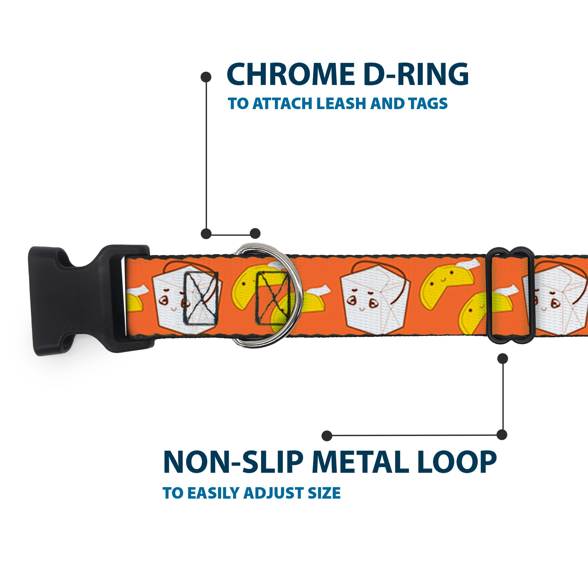 Plastic Clip Collar - Take Out/Fortune Cookies Orange Plastic Clip Collars Buckle-Down