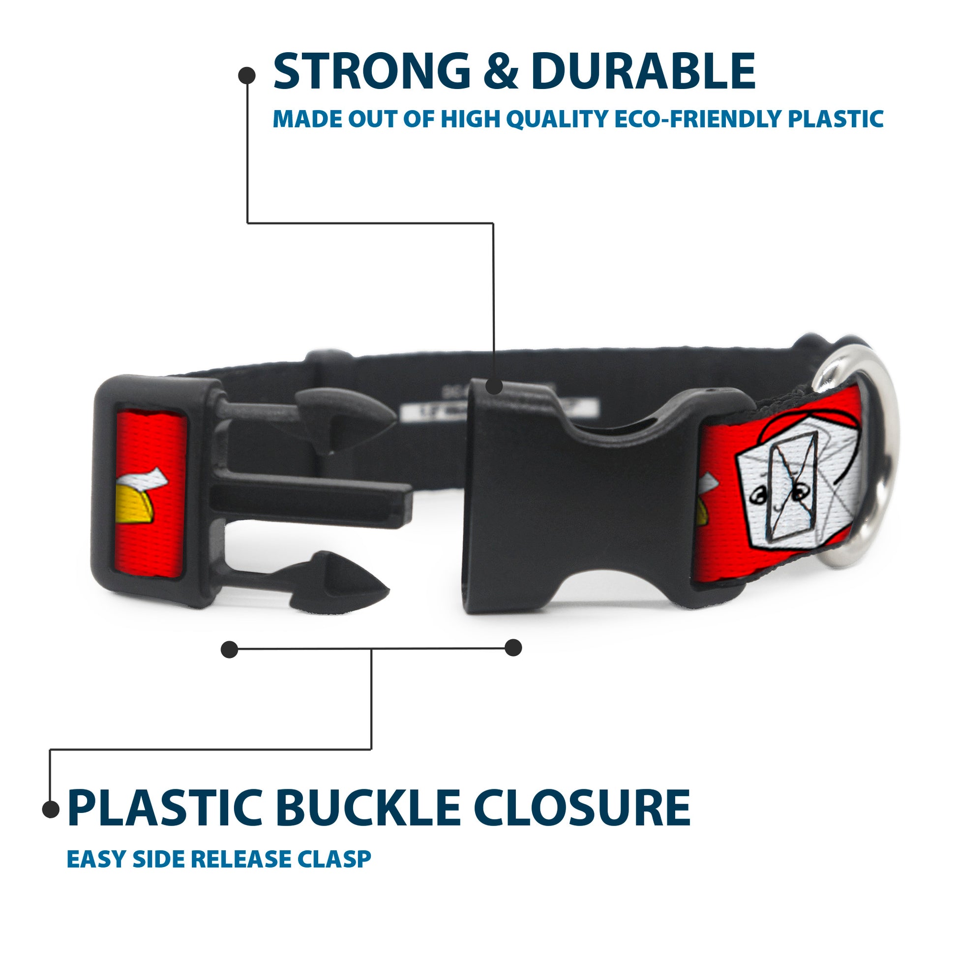 Plastic Clip Collar - Take Out/Fortune Cookies Red Plastic Clip Collars Buckle-Down