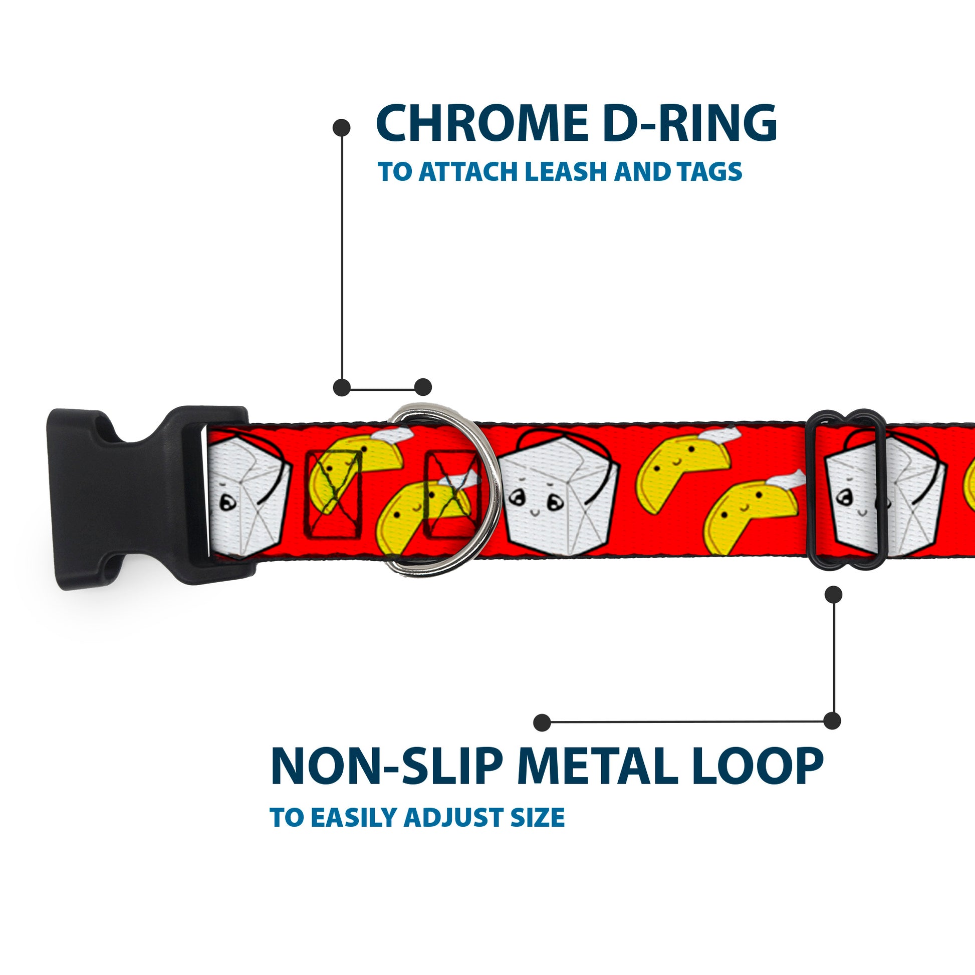 Plastic Clip Collar - Take Out/Fortune Cookies Red Plastic Clip Collars Buckle-Down