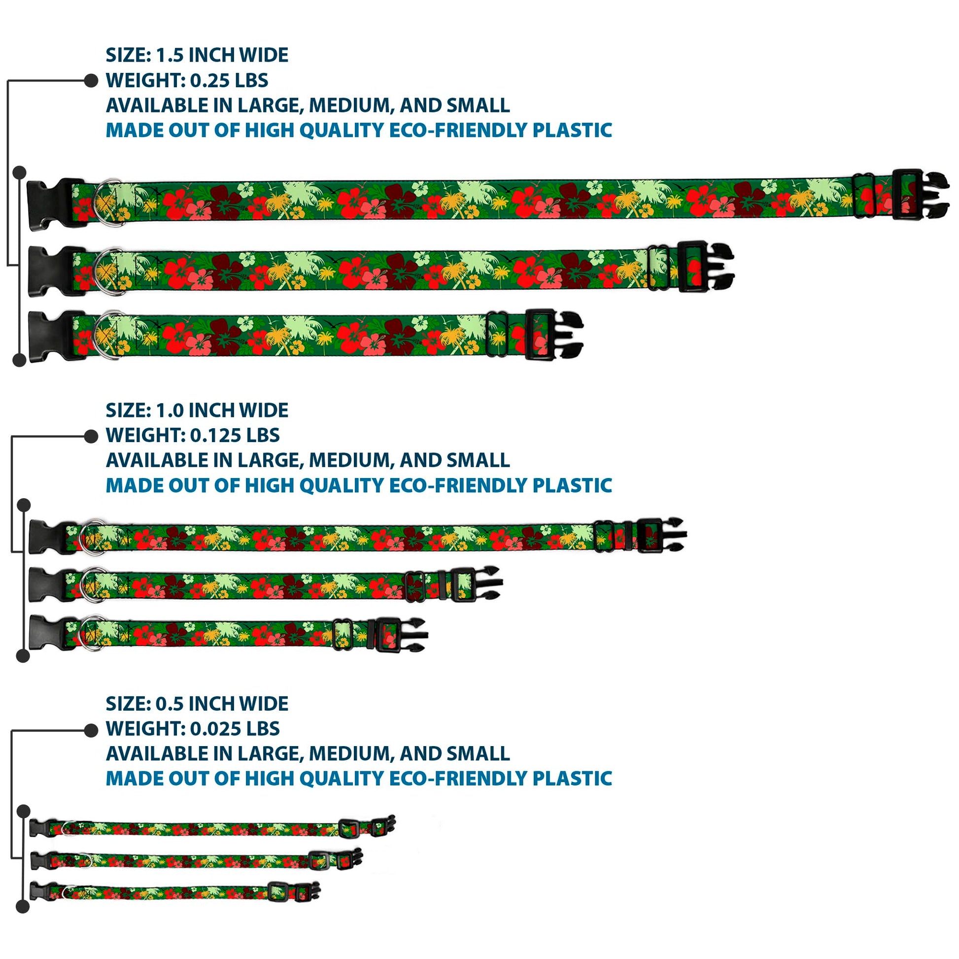 Plastic Clip Collar - Tropical Flora Greens/Reds/Gold Plastic Clip Collars Buckle-Down