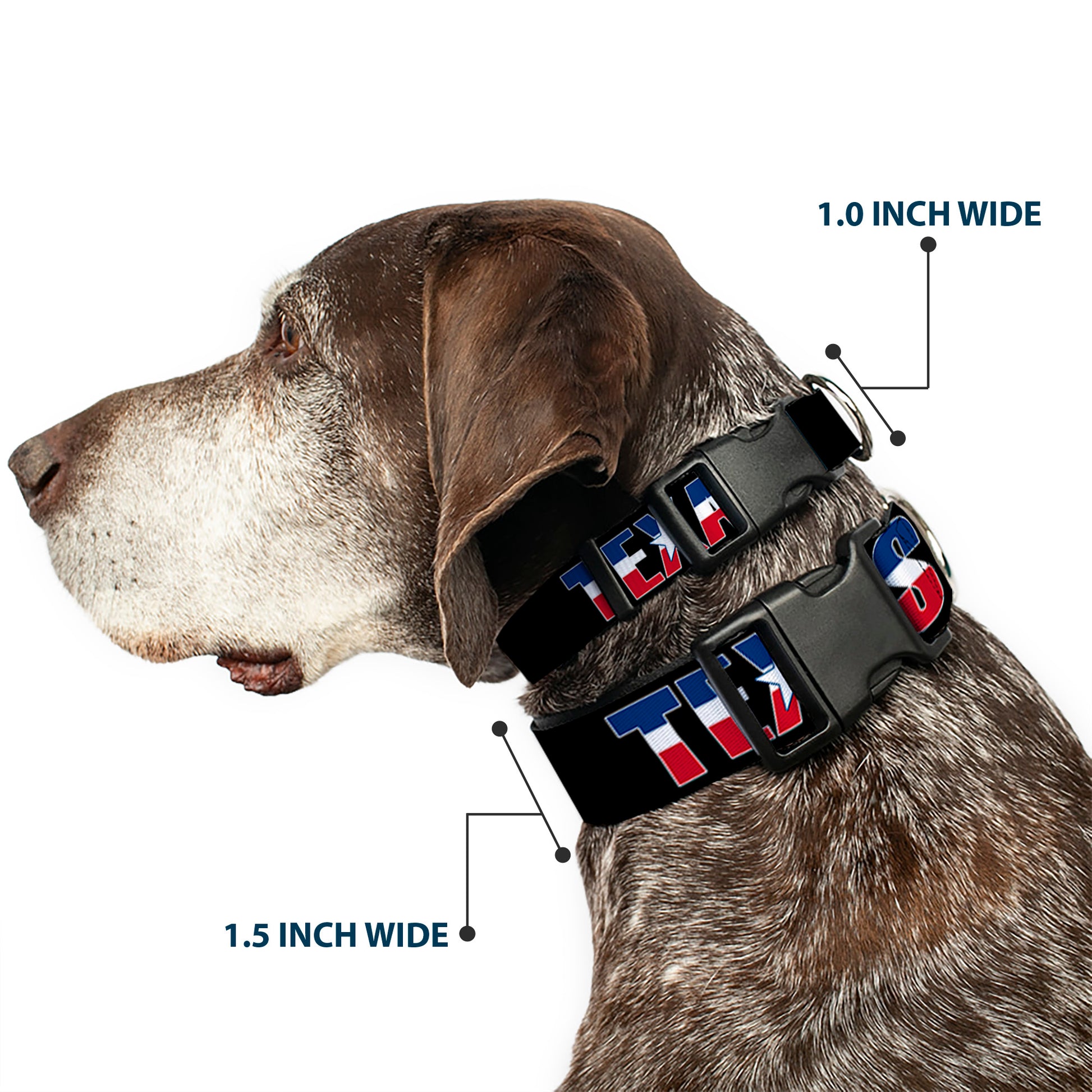Plastic Clip Collar - TEXAS w/Star Black/White/Blue/Red Plastic Clip Collars Buckle-Down