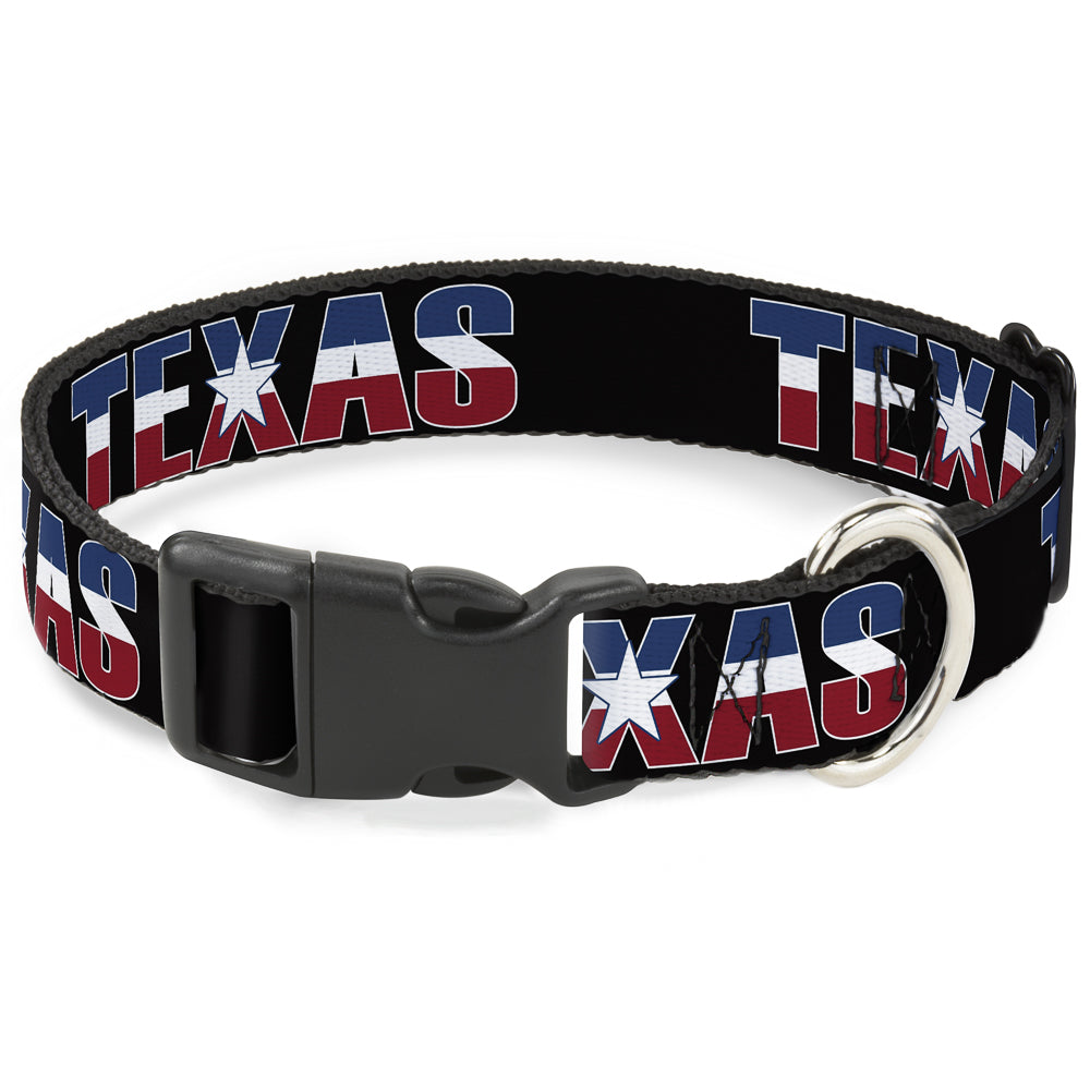 Plastic Clip Collar - TEXAS w/Star Black/White/Blue/Red Plastic Clip Collars Buckle-Down